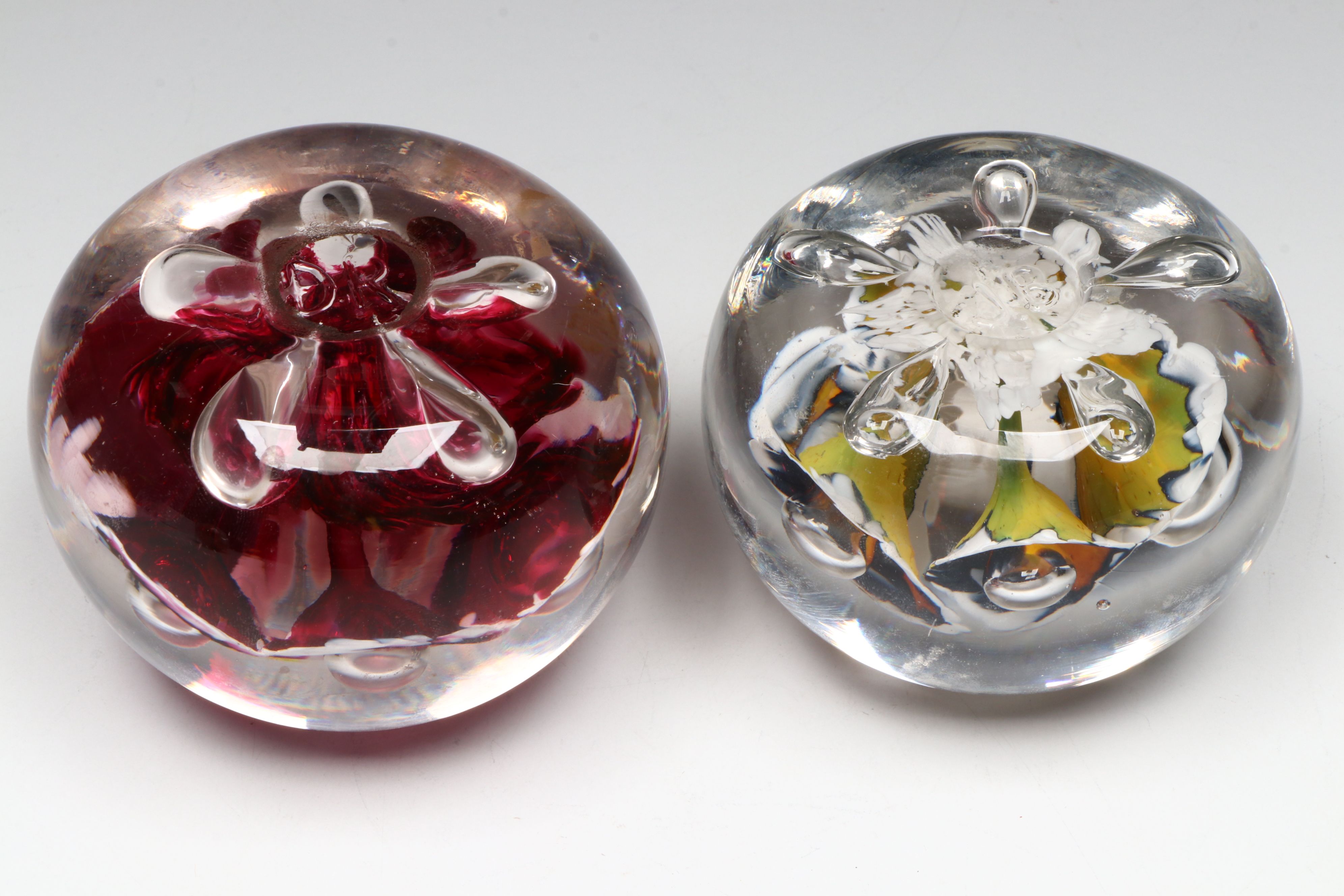 Joe St. Clair, DR, JB and Other Floral Handblown Glass Paperweights