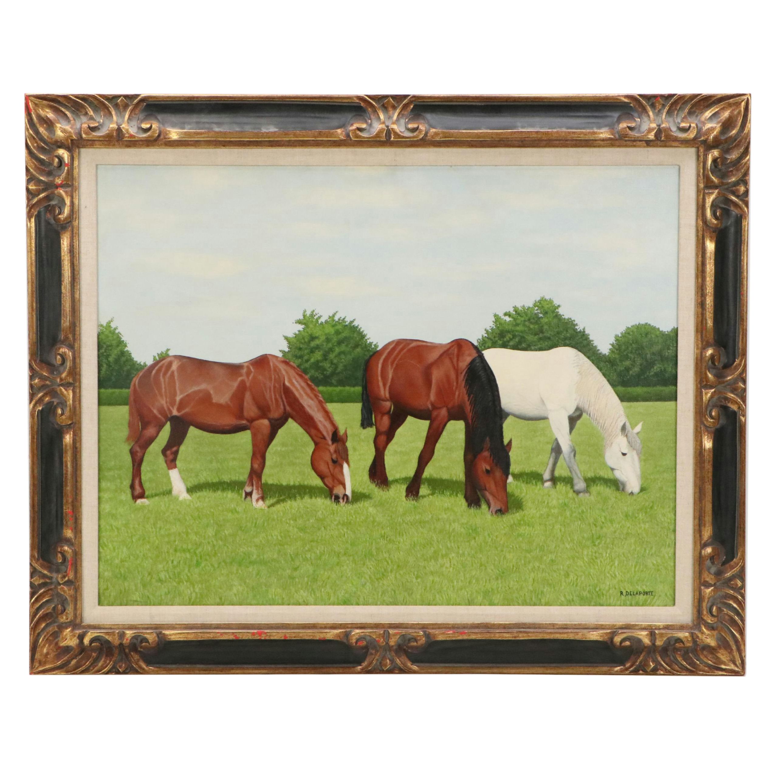 Roger Delaporte Oil Painting "Dans une Prairie," Circa 1961