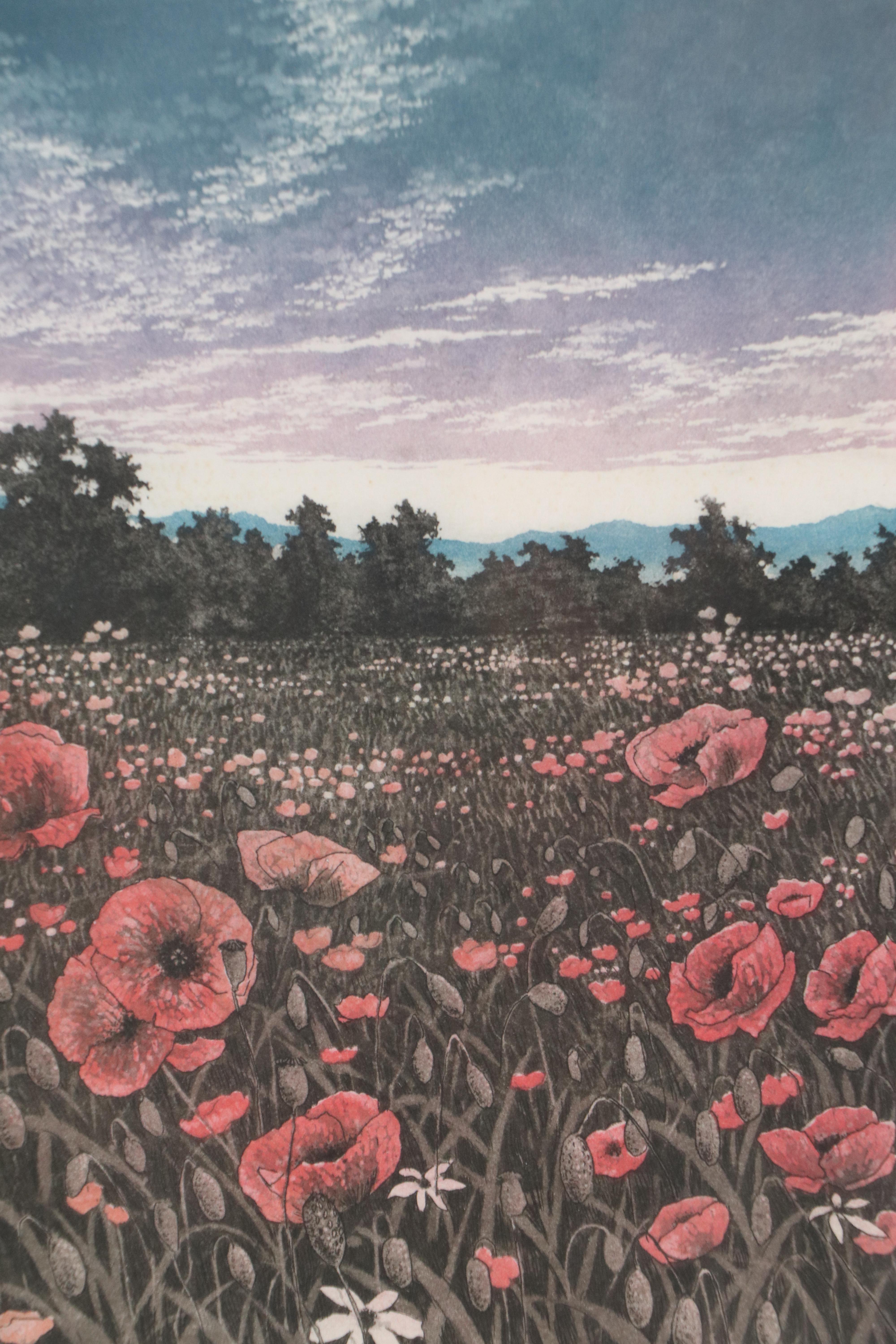 Color Etching with Aquatint "Poppy Field"