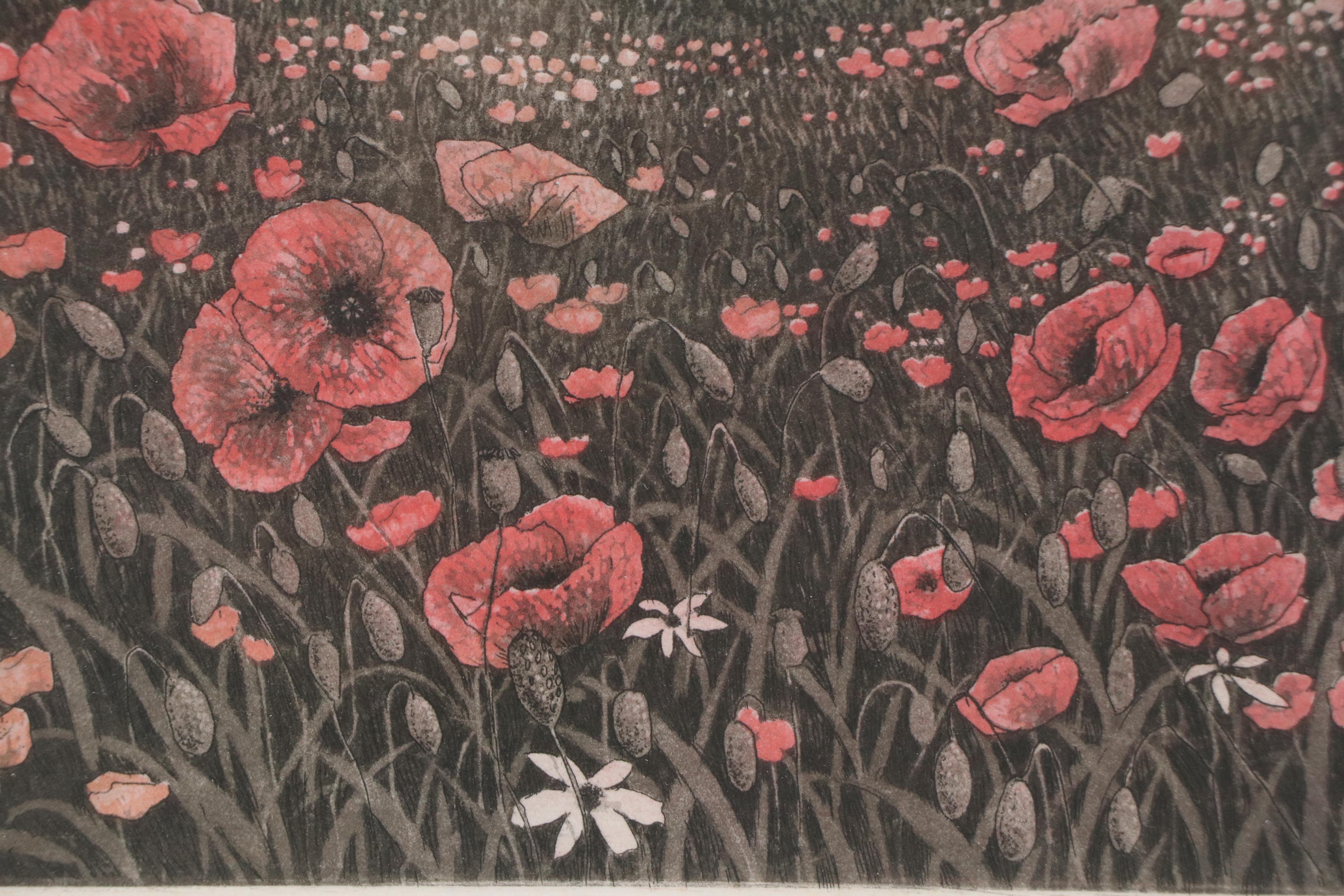 Color Etching with Aquatint "Poppy Field"