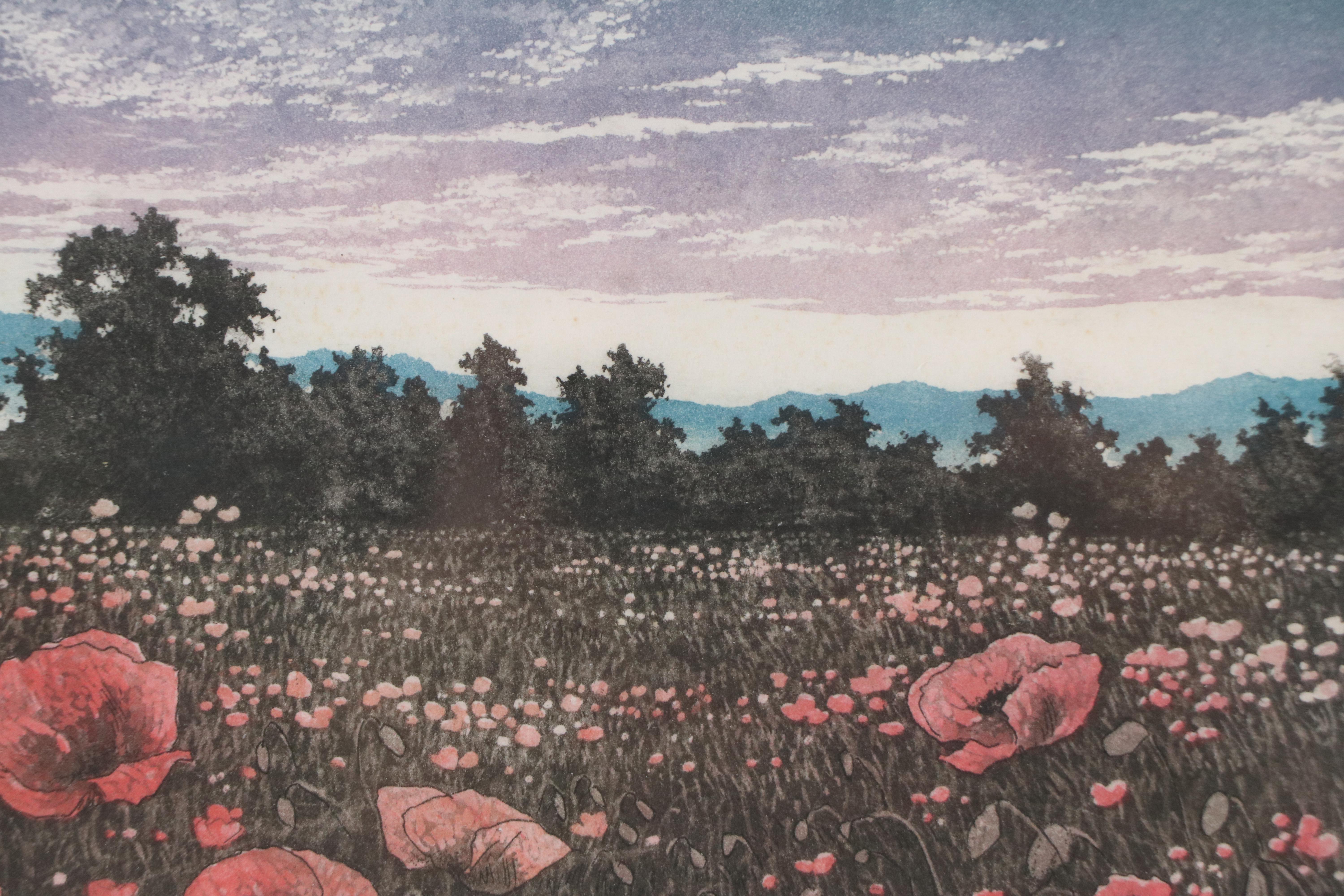Color Etching with Aquatint "Poppy Field"