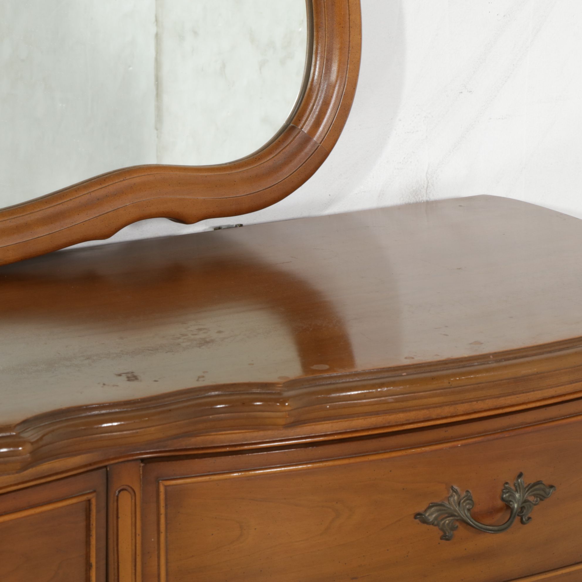 Dixie Furniture French Provincial Style Cherry Dresser and Mirror