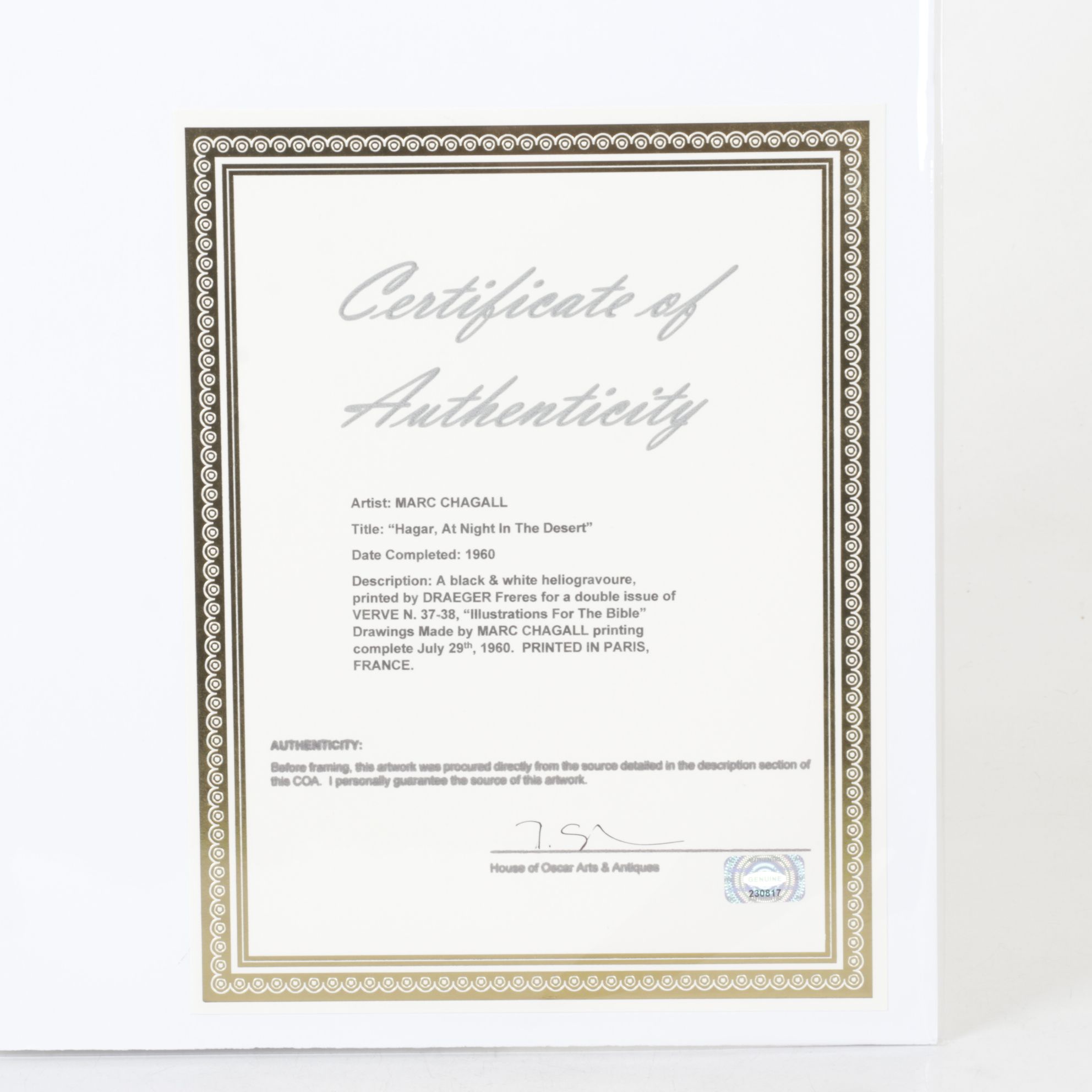 After Marc Chagall Offset Lithograph "Hagar, at Night in the Desert", 1960