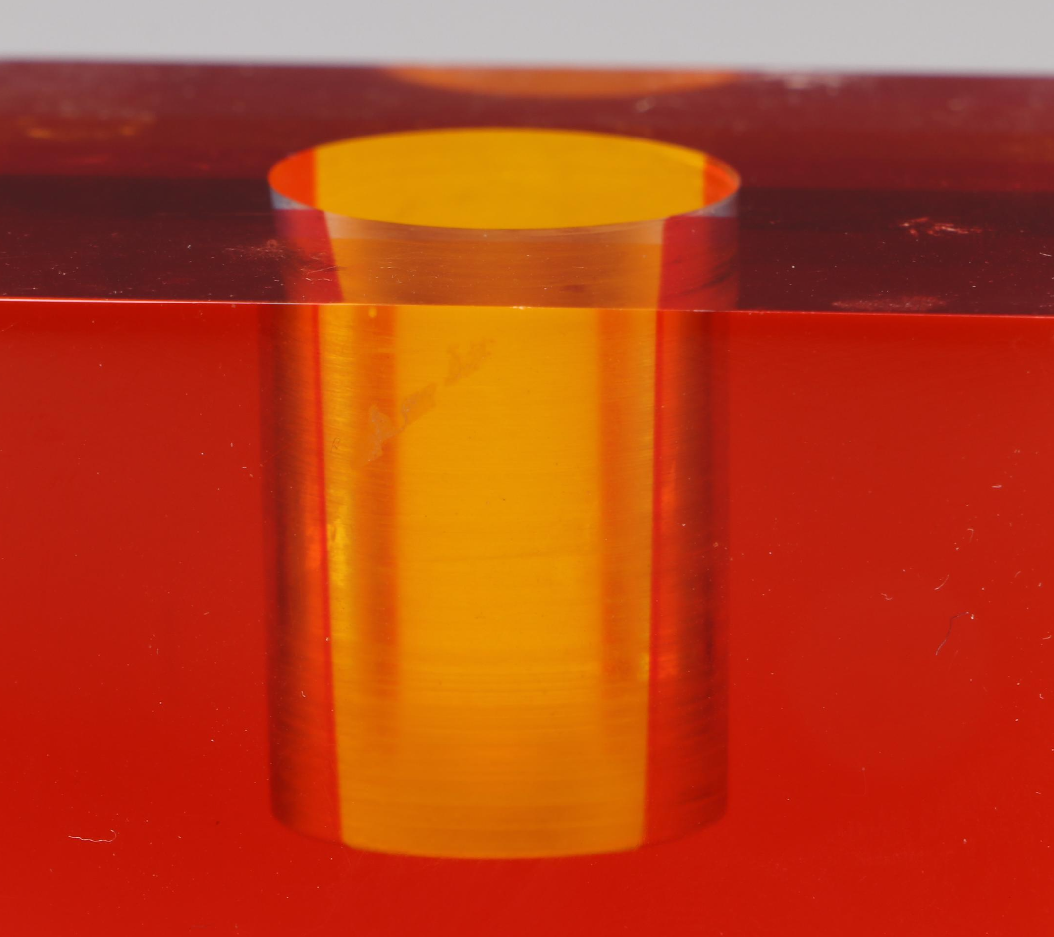 Attributed to Richard Soong Graduated Multicolor Lucite Candle Holders