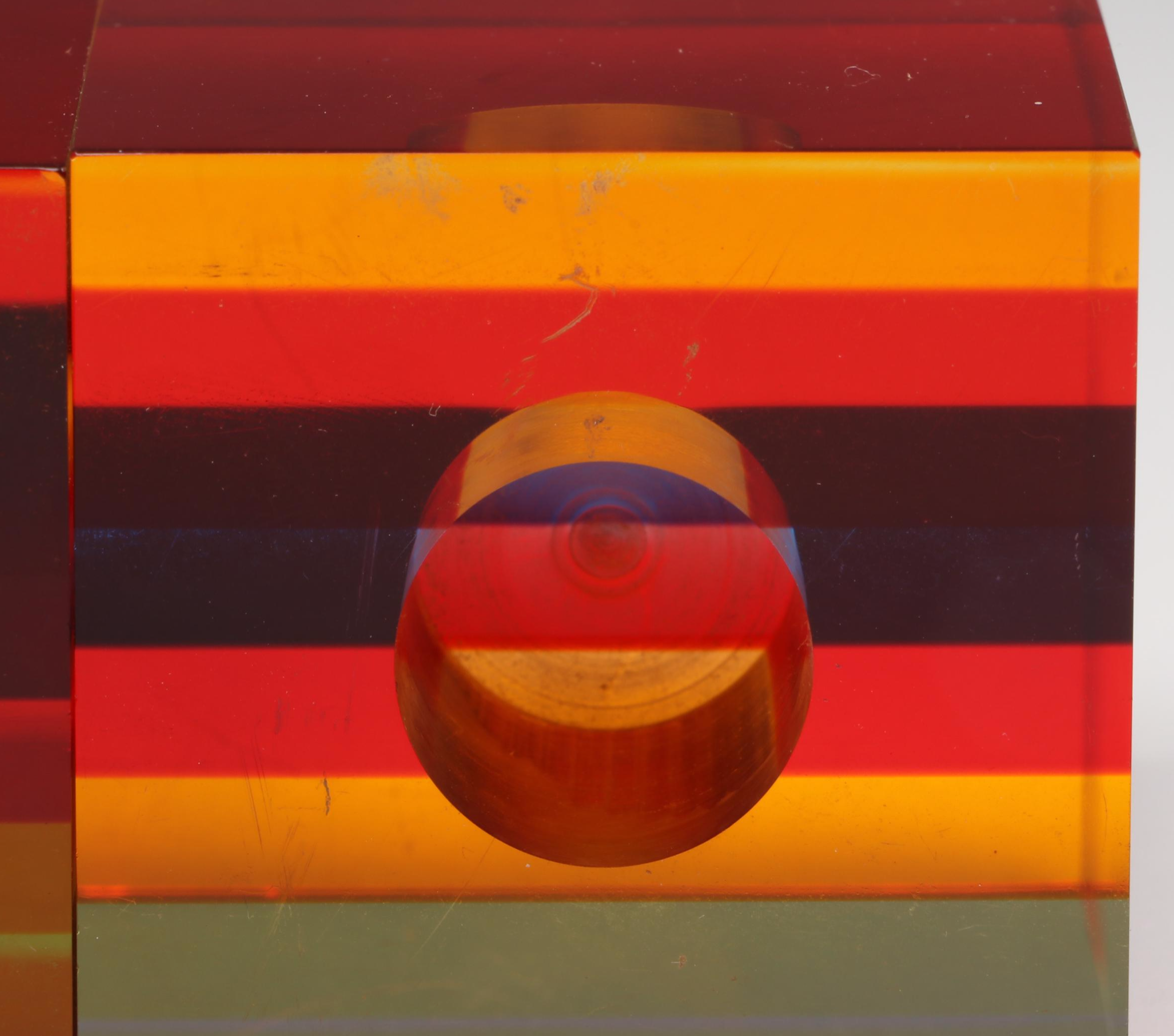 Attributed to Richard Soong Graduated Multicolor Lucite Candle Holders