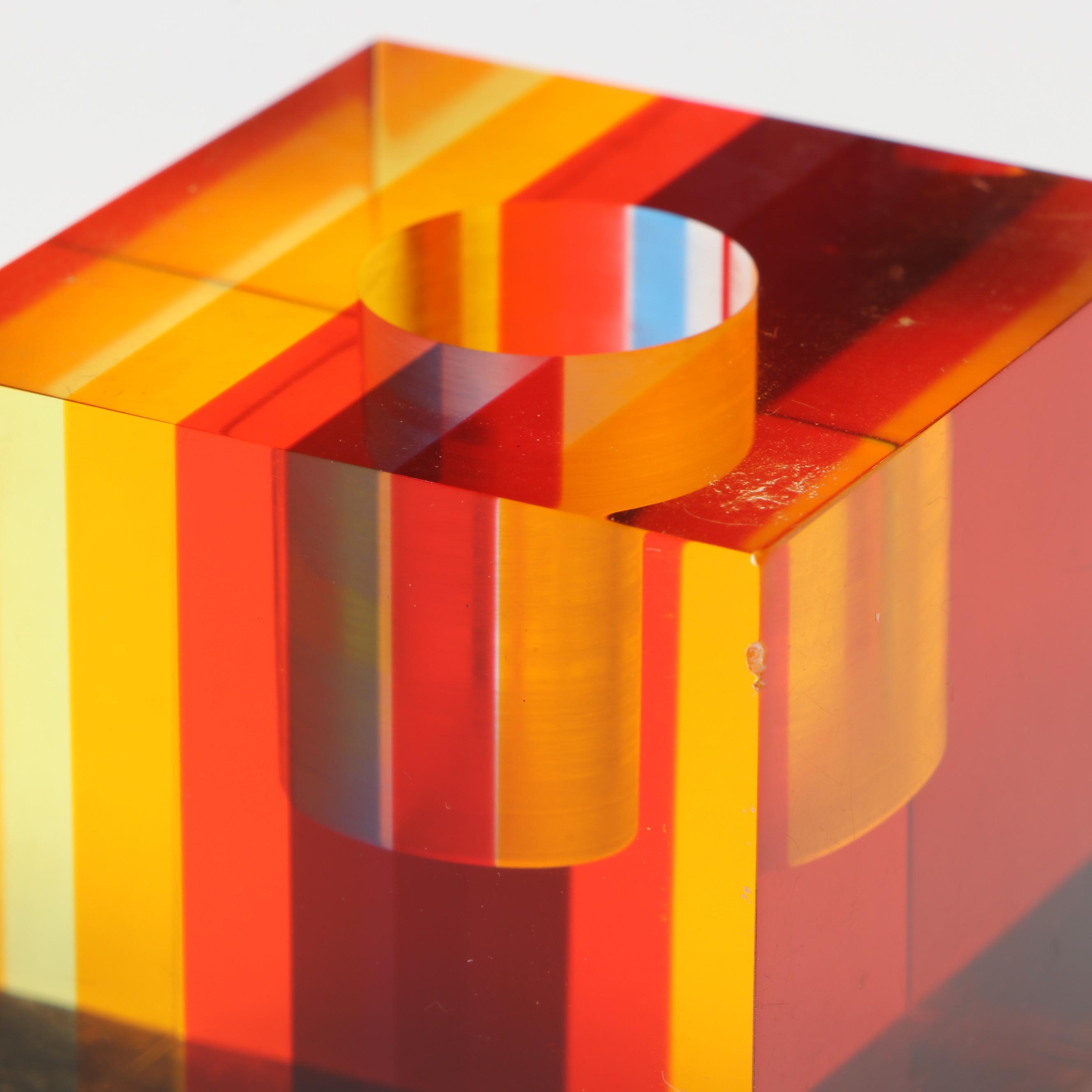 Attributed to Richard Soong Graduated Multicolor Lucite Candle Holders