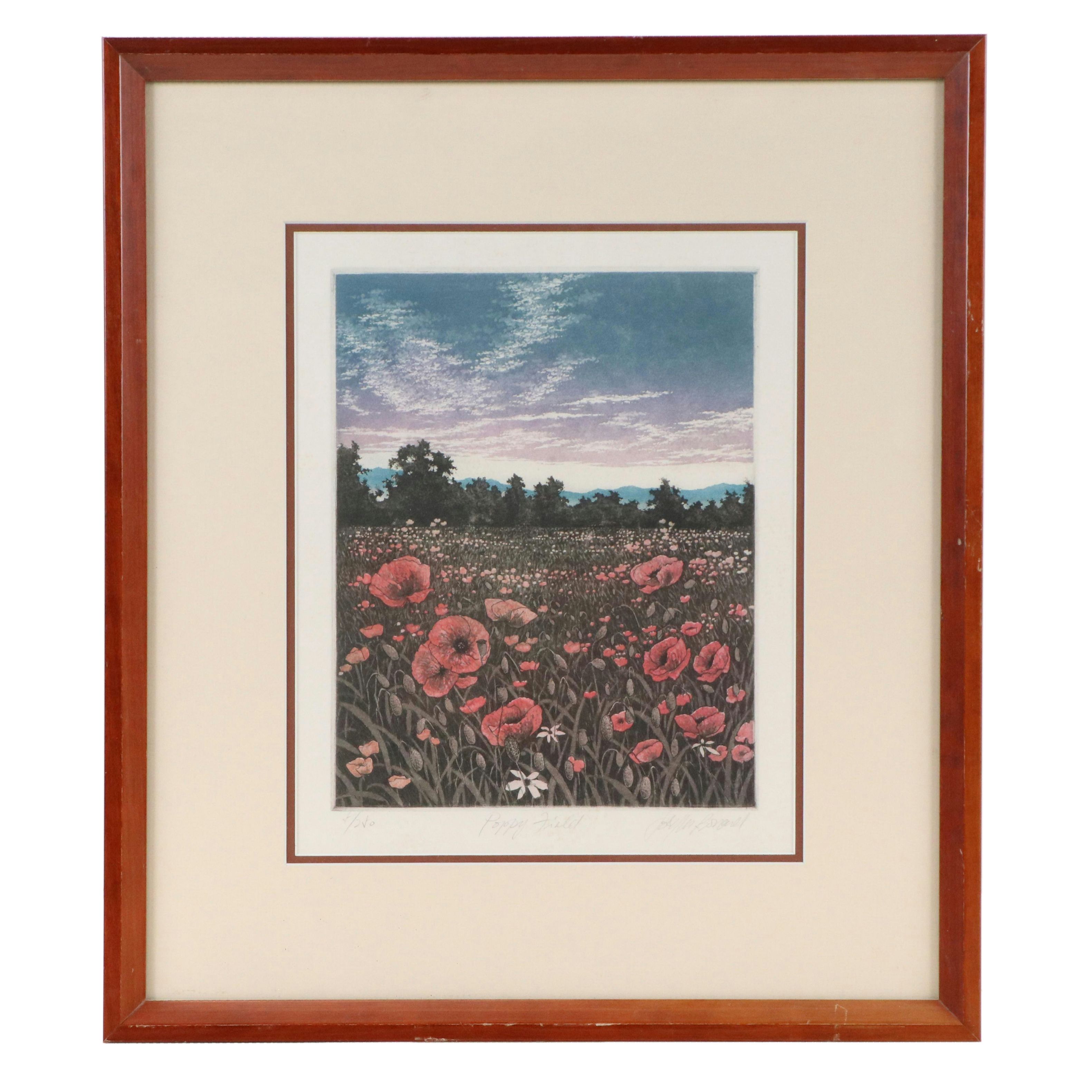 Color Etching with Aquatint "Poppy Field"