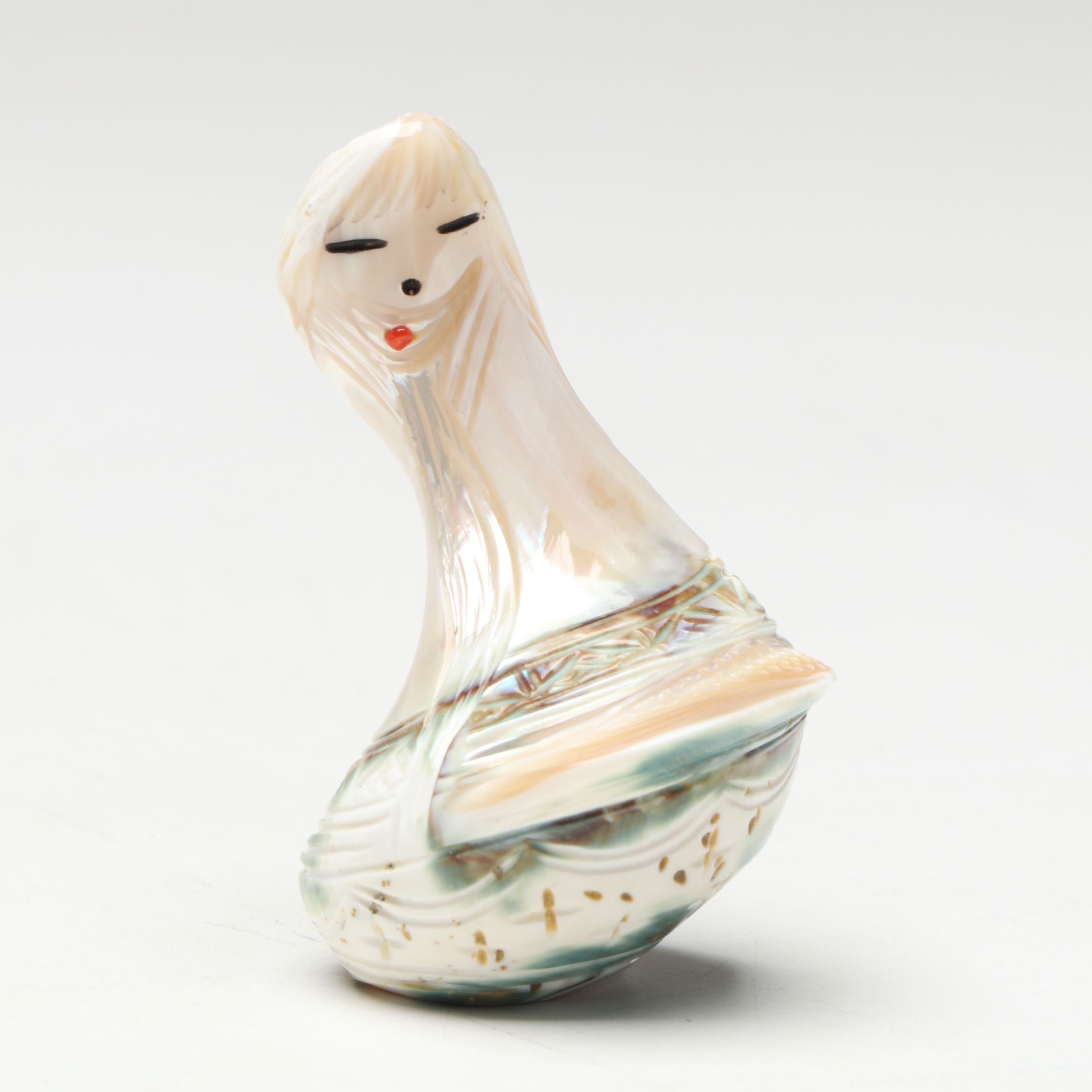 Zuni Double Corn Maiden Carved Snail Shell Fetish