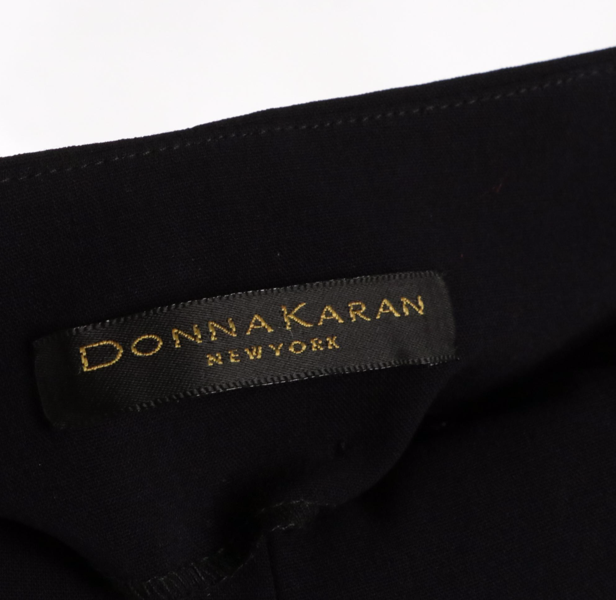 Escada and Donna Karan Patterned Silk Blouses and Black Trousers, With Tags