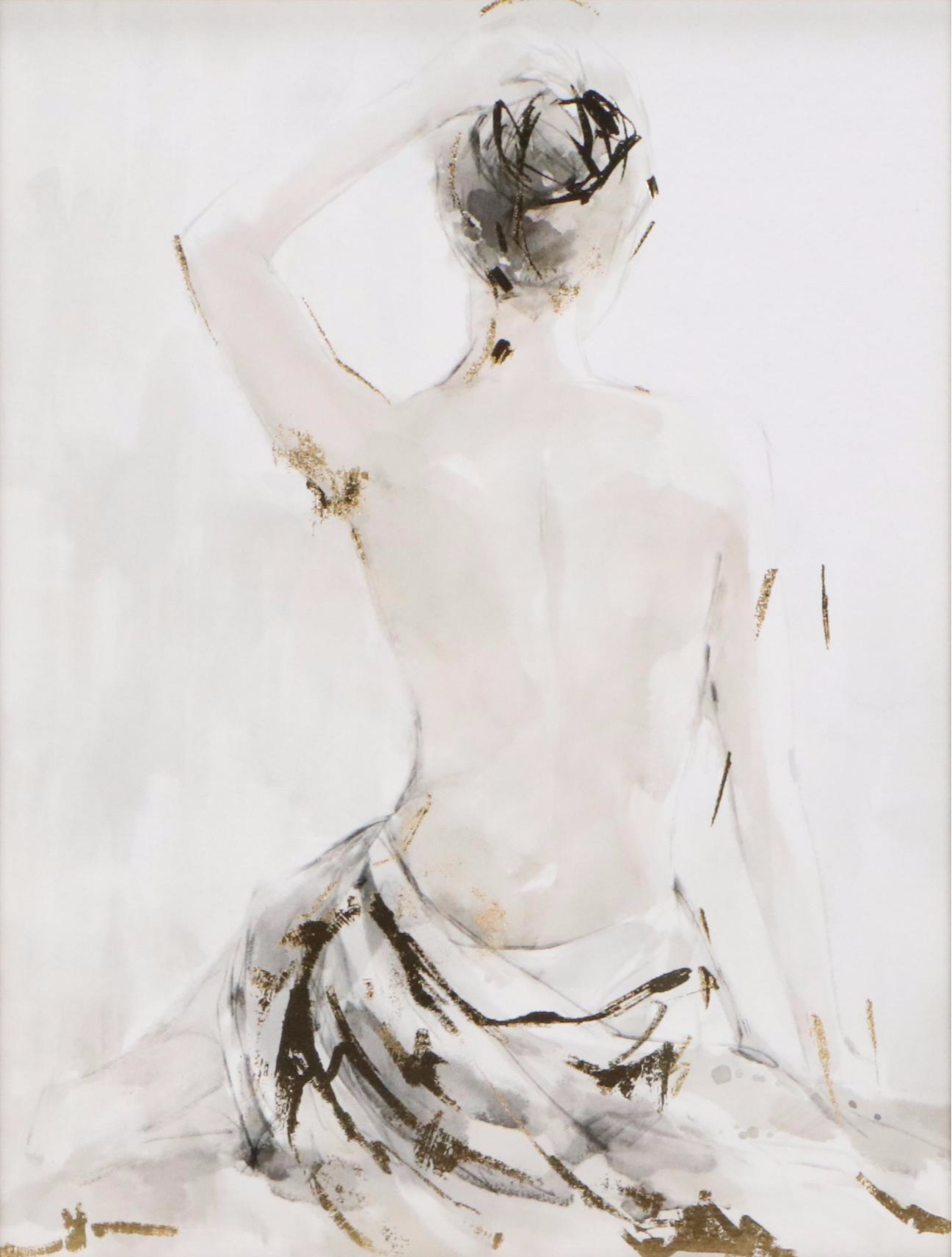 Providence for AtHome Gilt Offset Lithograph of Seated Nude Woman, 21st C.