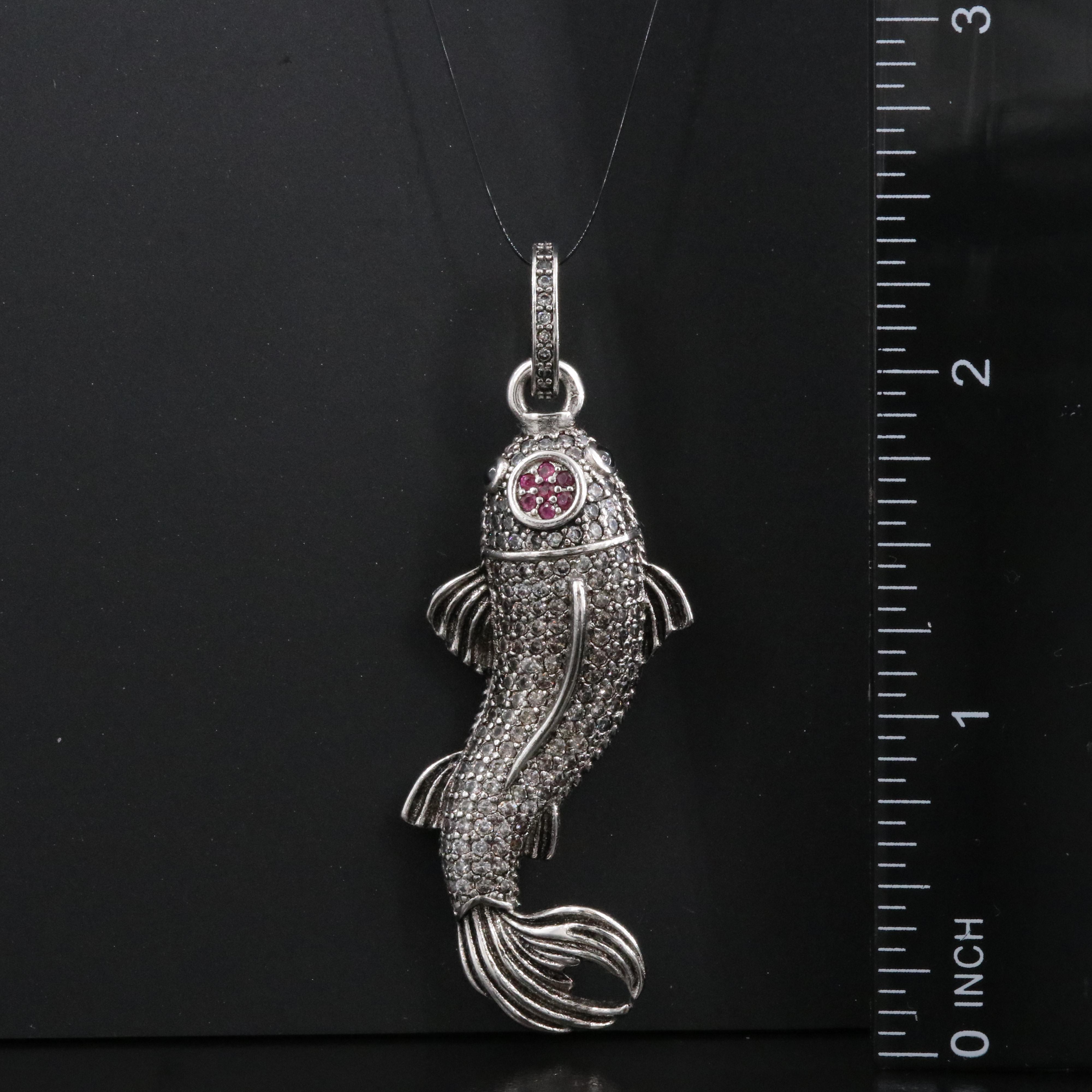 Sterling CZ and Ruby Koi Fish Pendant