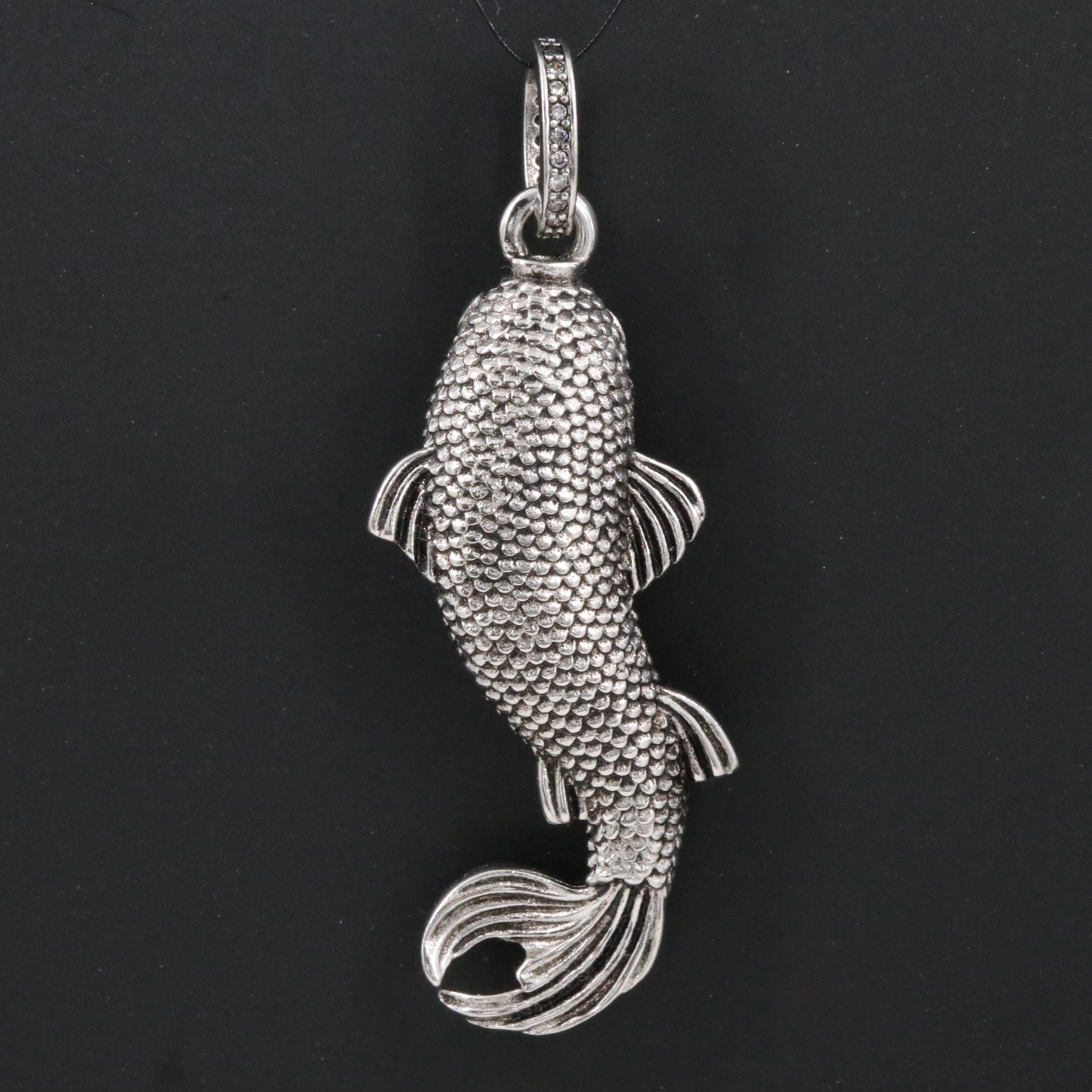 Sterling CZ and Ruby Koi Fish Pendant
