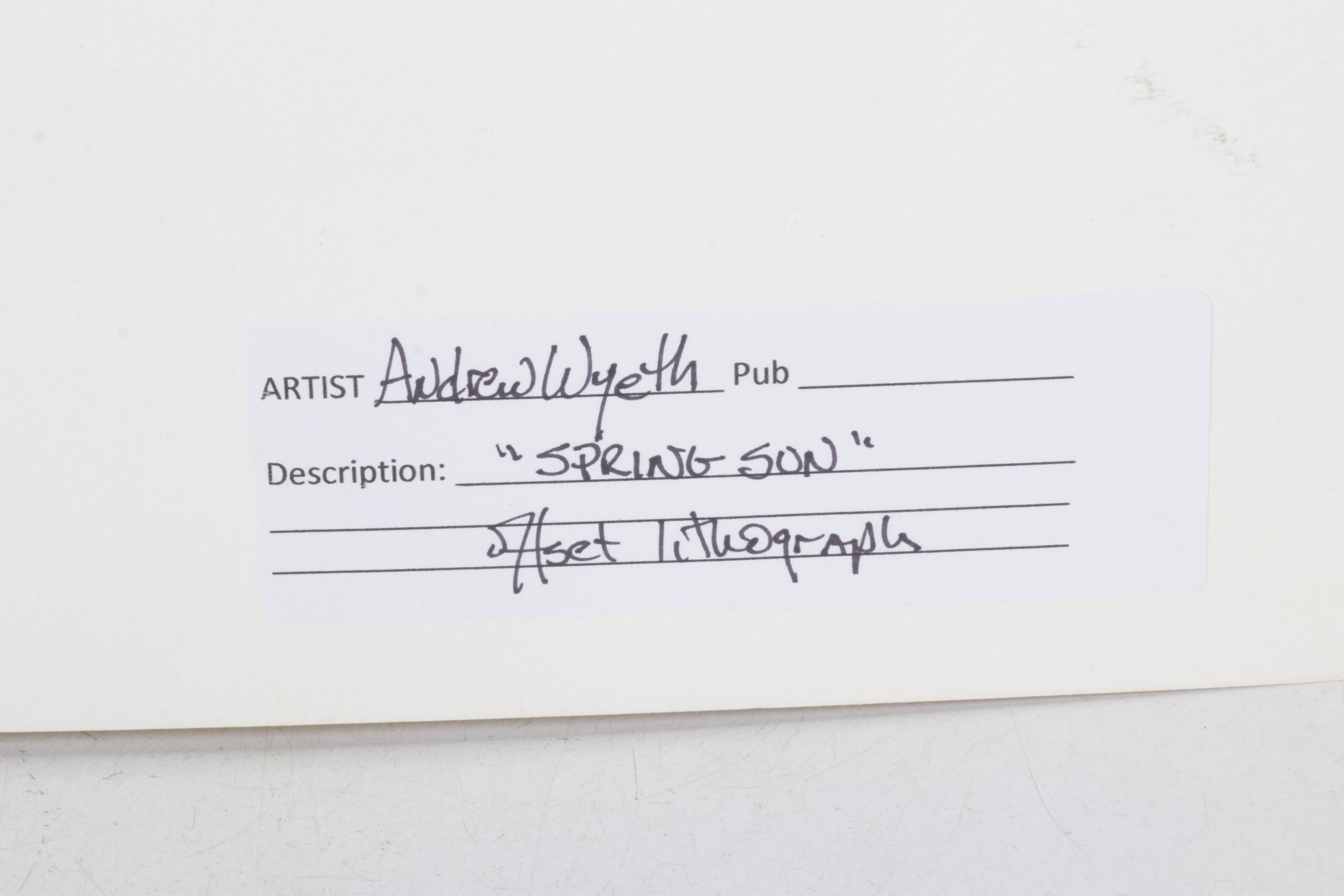 Offset Lithograph after Andrew Wyeth "Spring Sun"