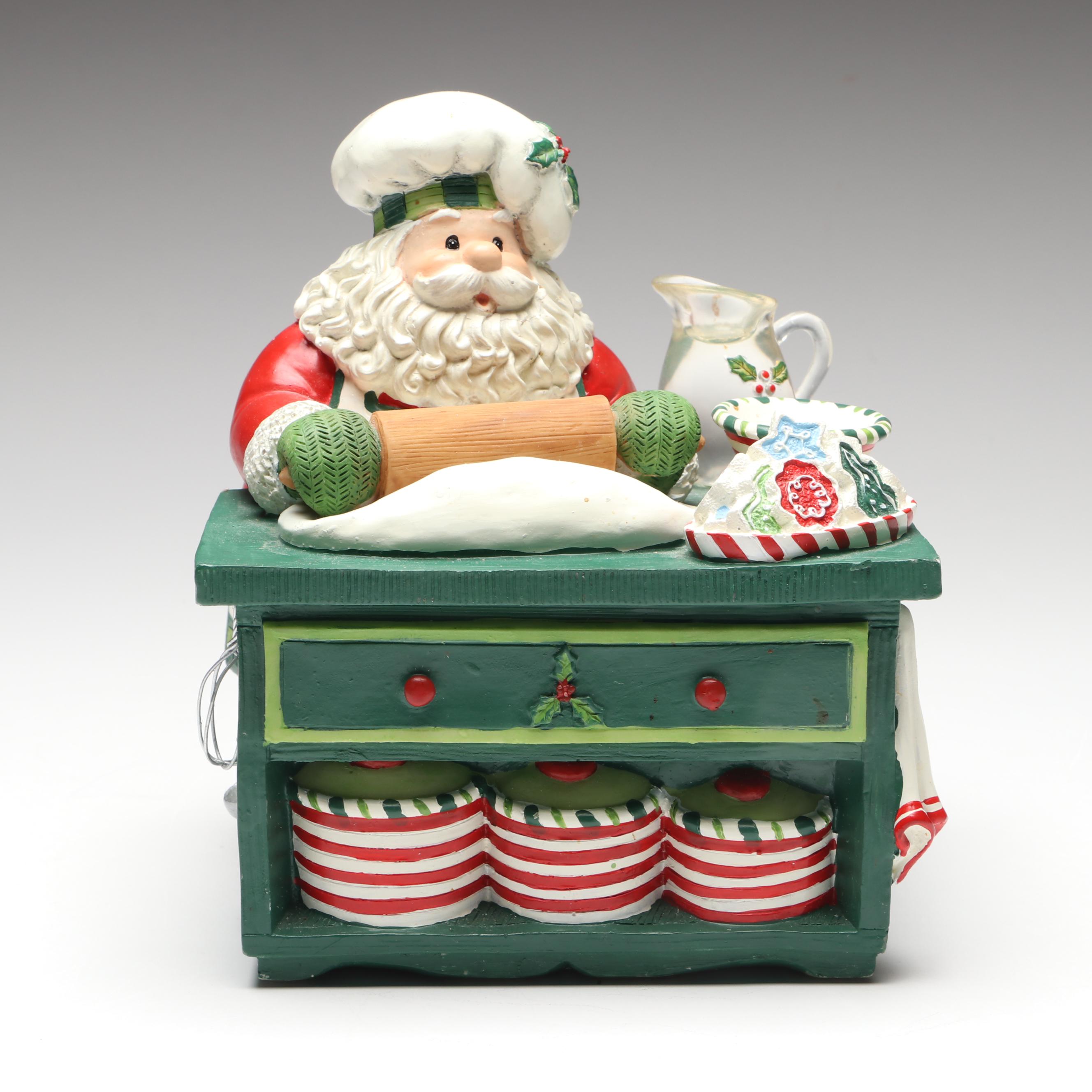Fitz & Floyd Classics Santa's Kitchen Jolly Old Saint Nicholas Music Box