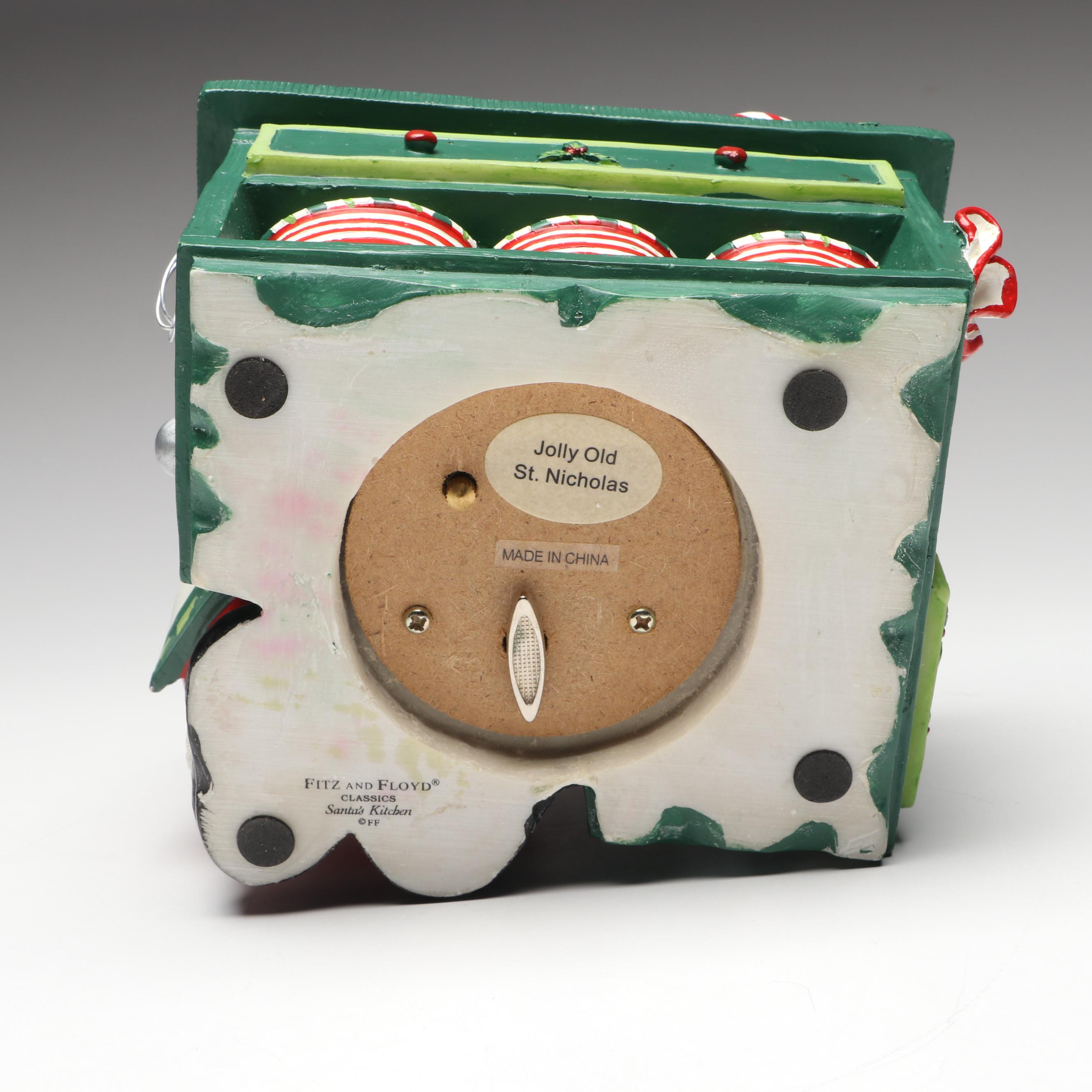 Fitz & Floyd Classics Santa's Kitchen Jolly Old Saint Nicholas Music Box