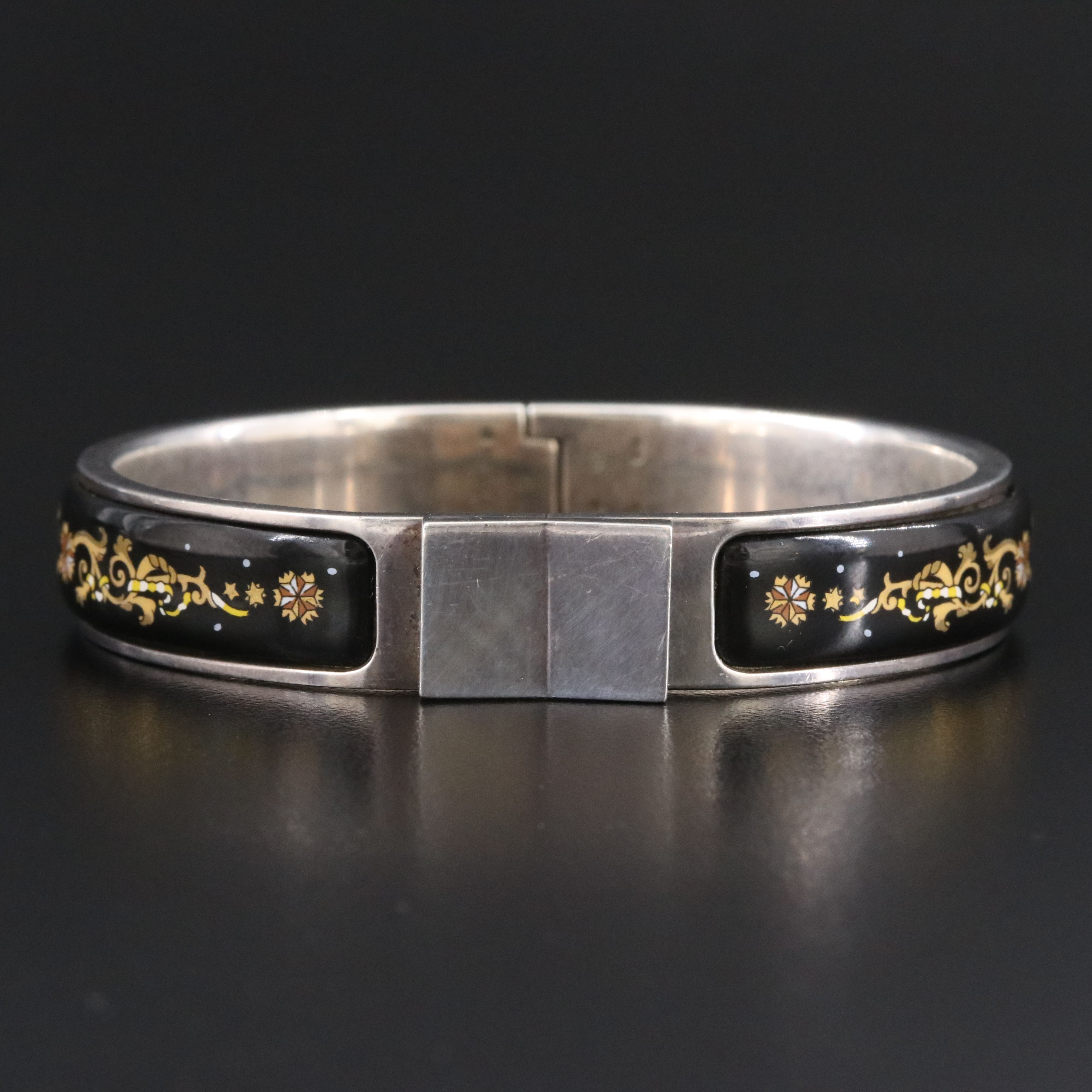 Hermès Sterling Loquet Enamel Bracelet Vintage