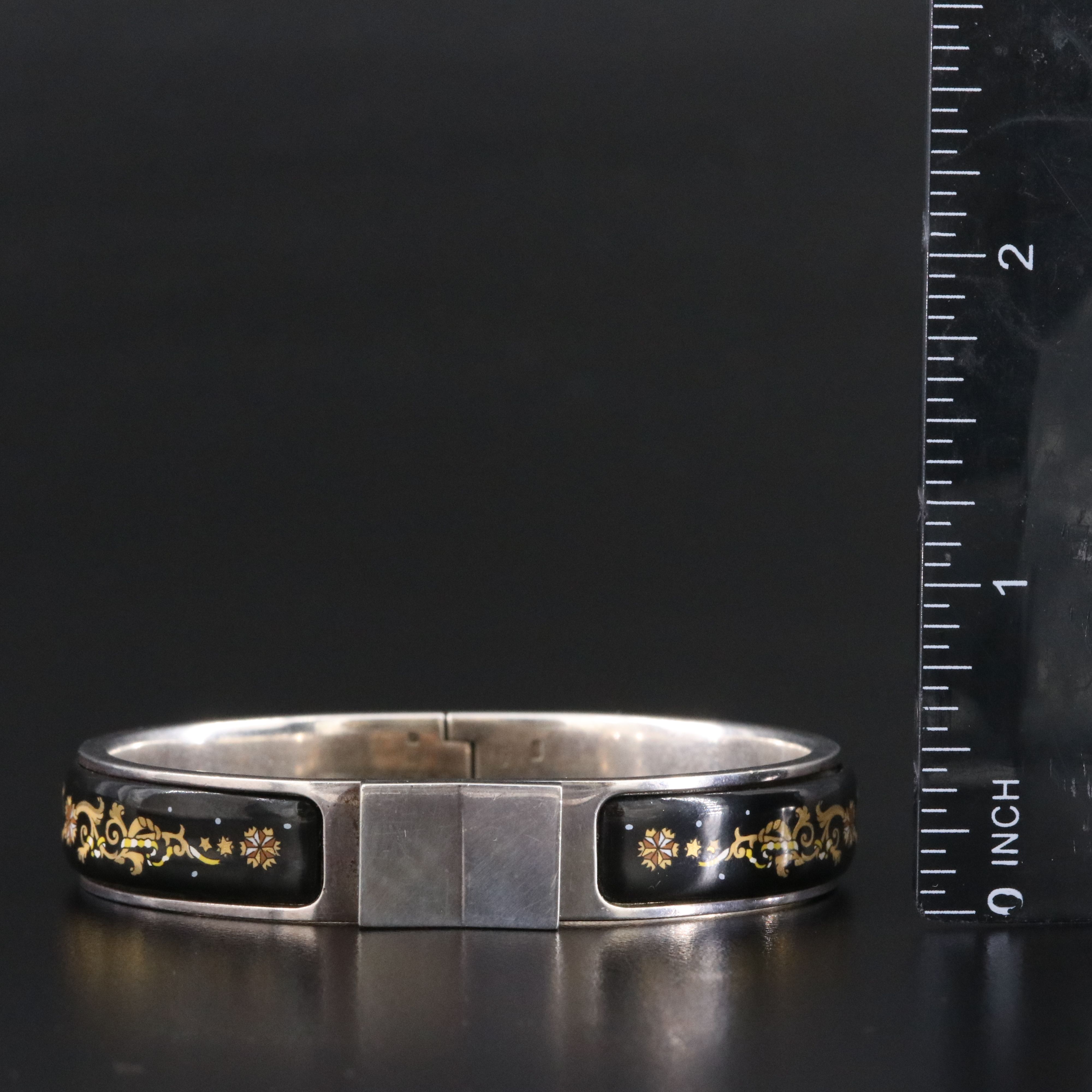 Hermès Sterling Loquet Enamel Bracelet Vintage