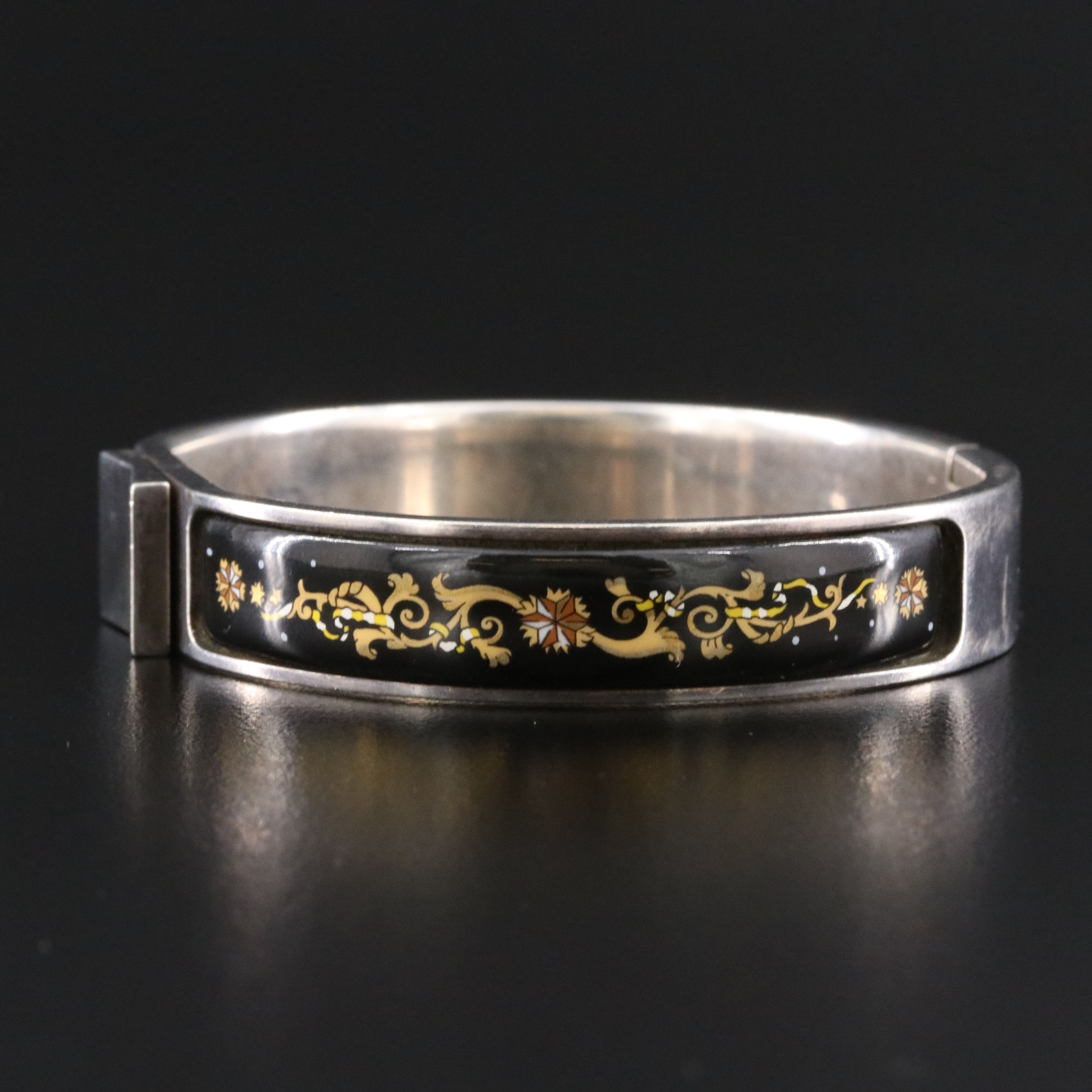 Hermès Sterling Loquet Enamel Bracelet Vintage