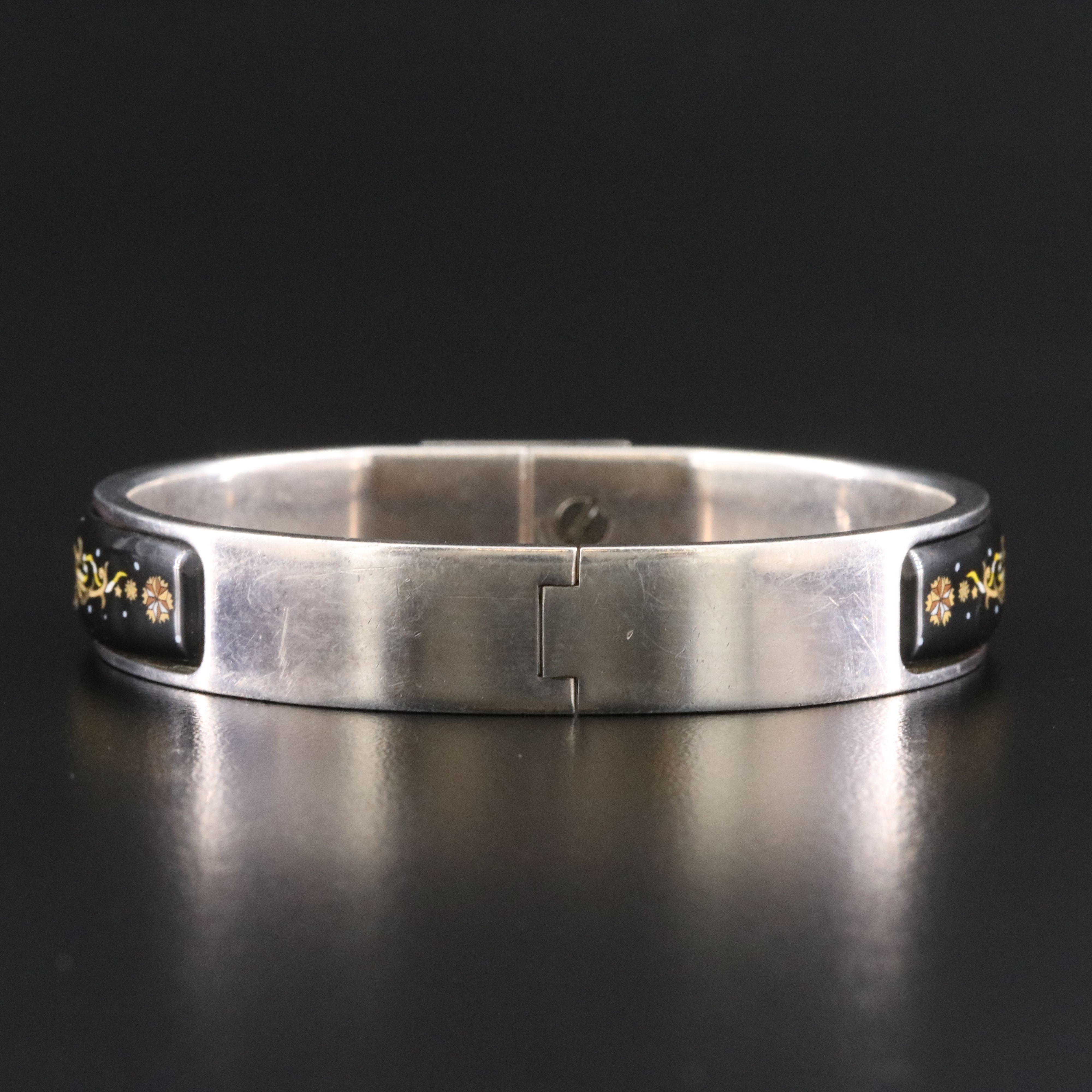 Hermès Sterling Loquet Enamel Bracelet Vintage