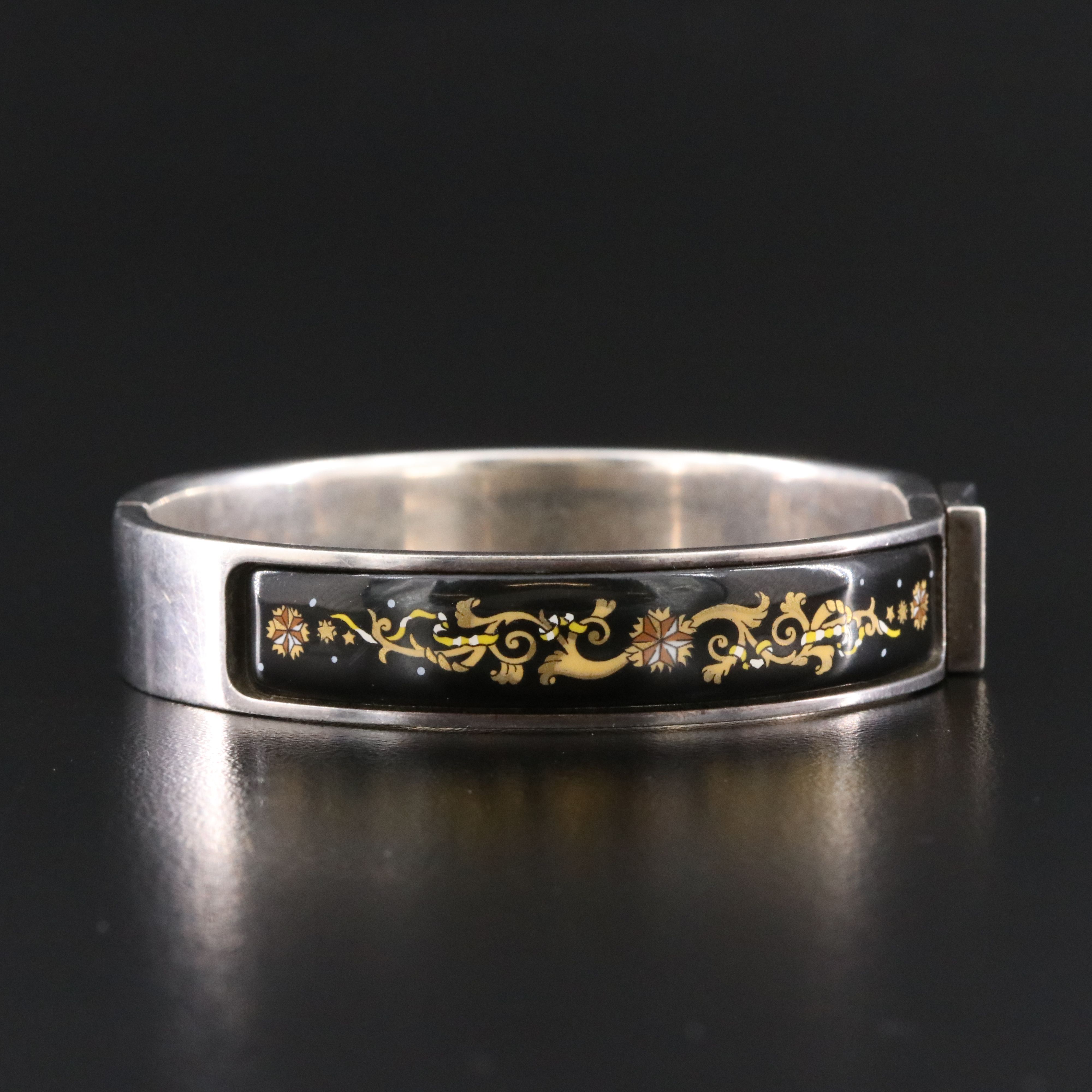 Hermès Sterling Loquet Enamel Bracelet Vintage