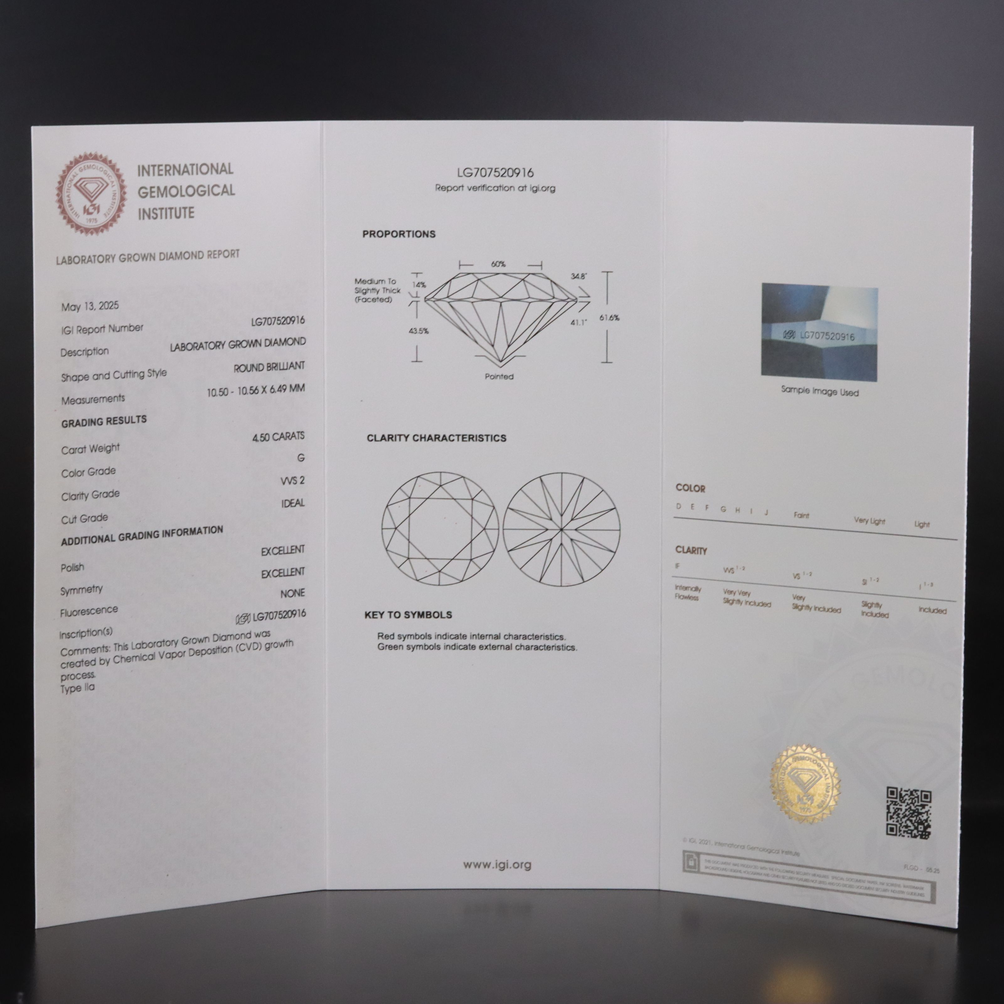 18K 4.50 CT Lab Grown Diamond Solitaire Ring with IGI Report