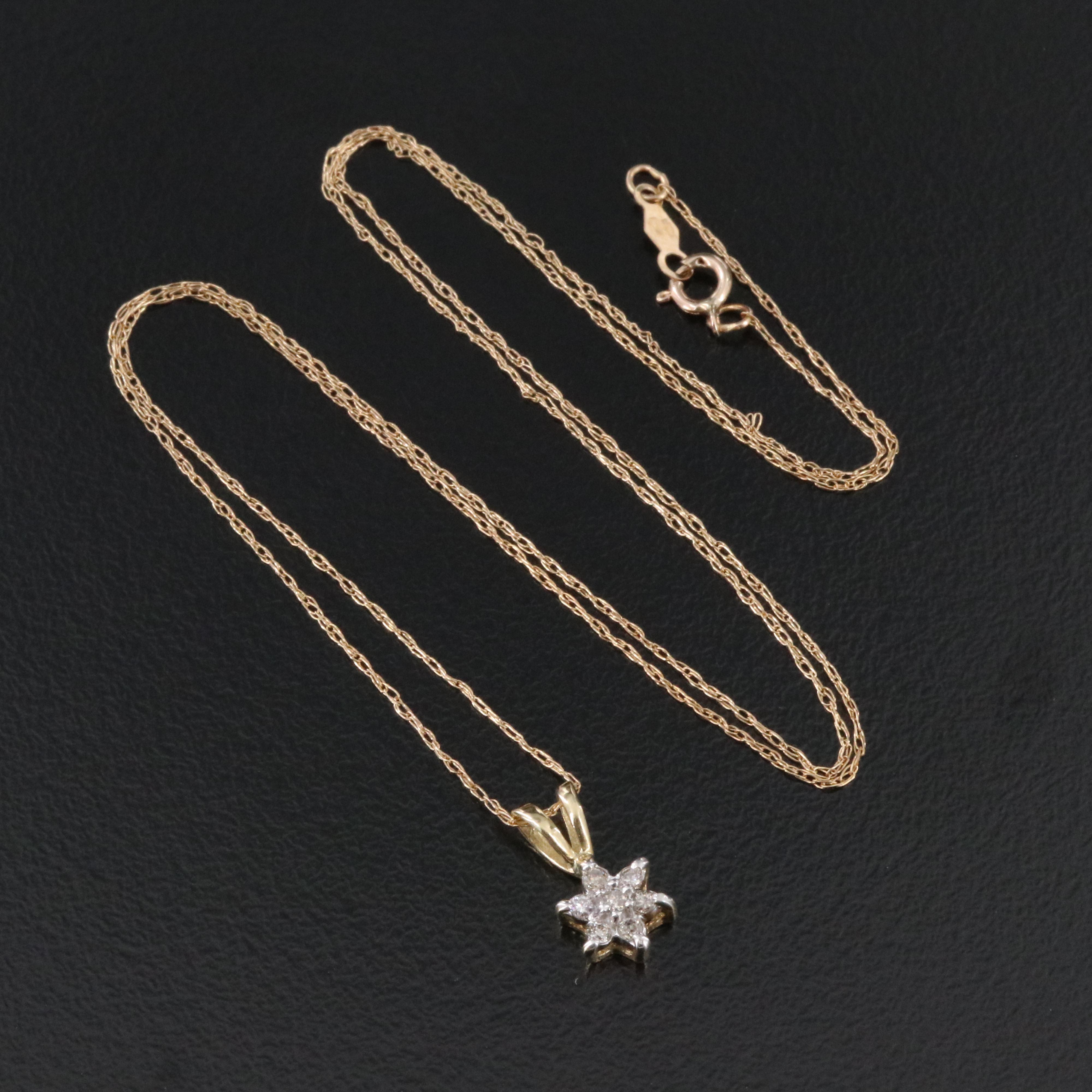 10K 0.09 CTW Diamond Pendant Necklace