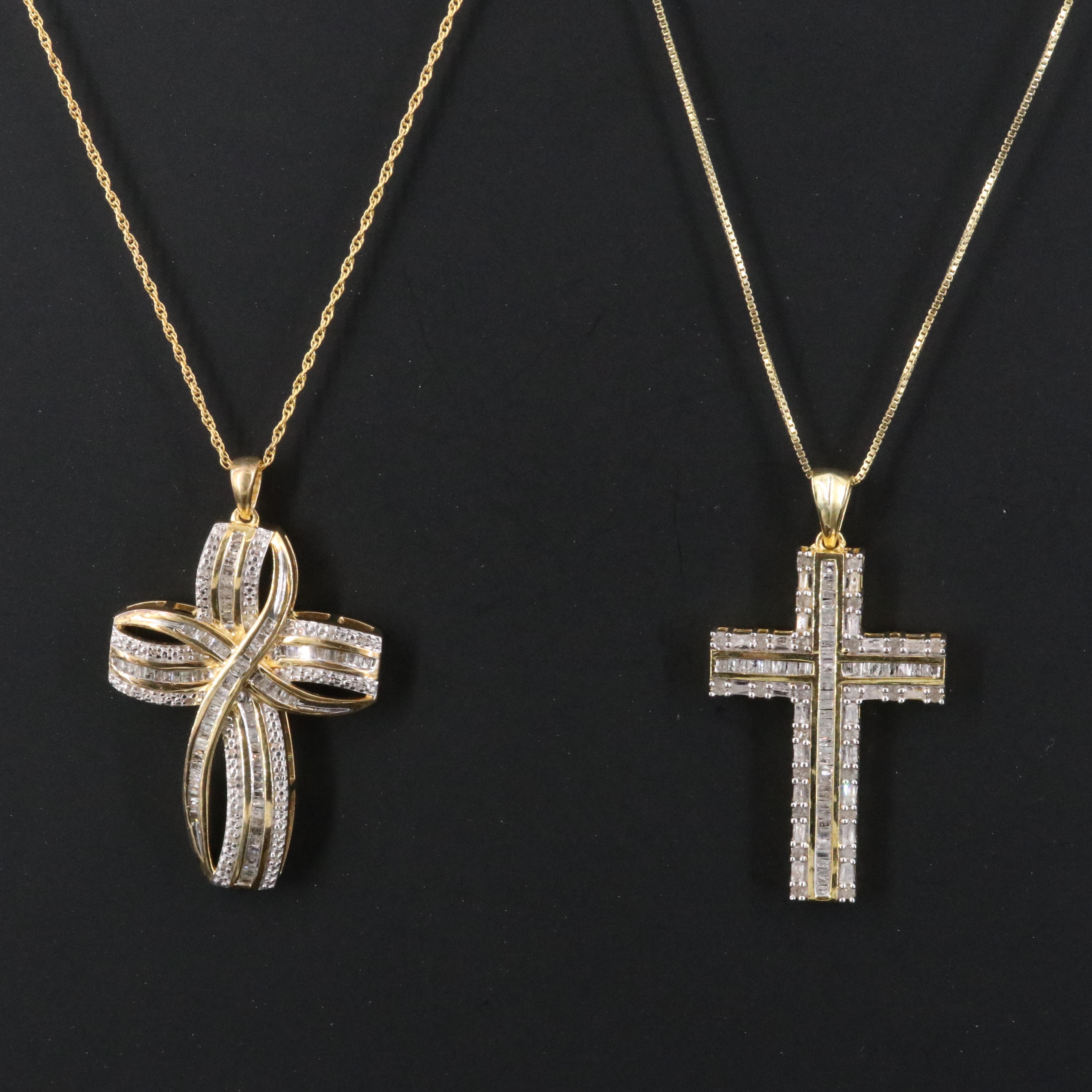 Sterling Diamond Cross Necklaces