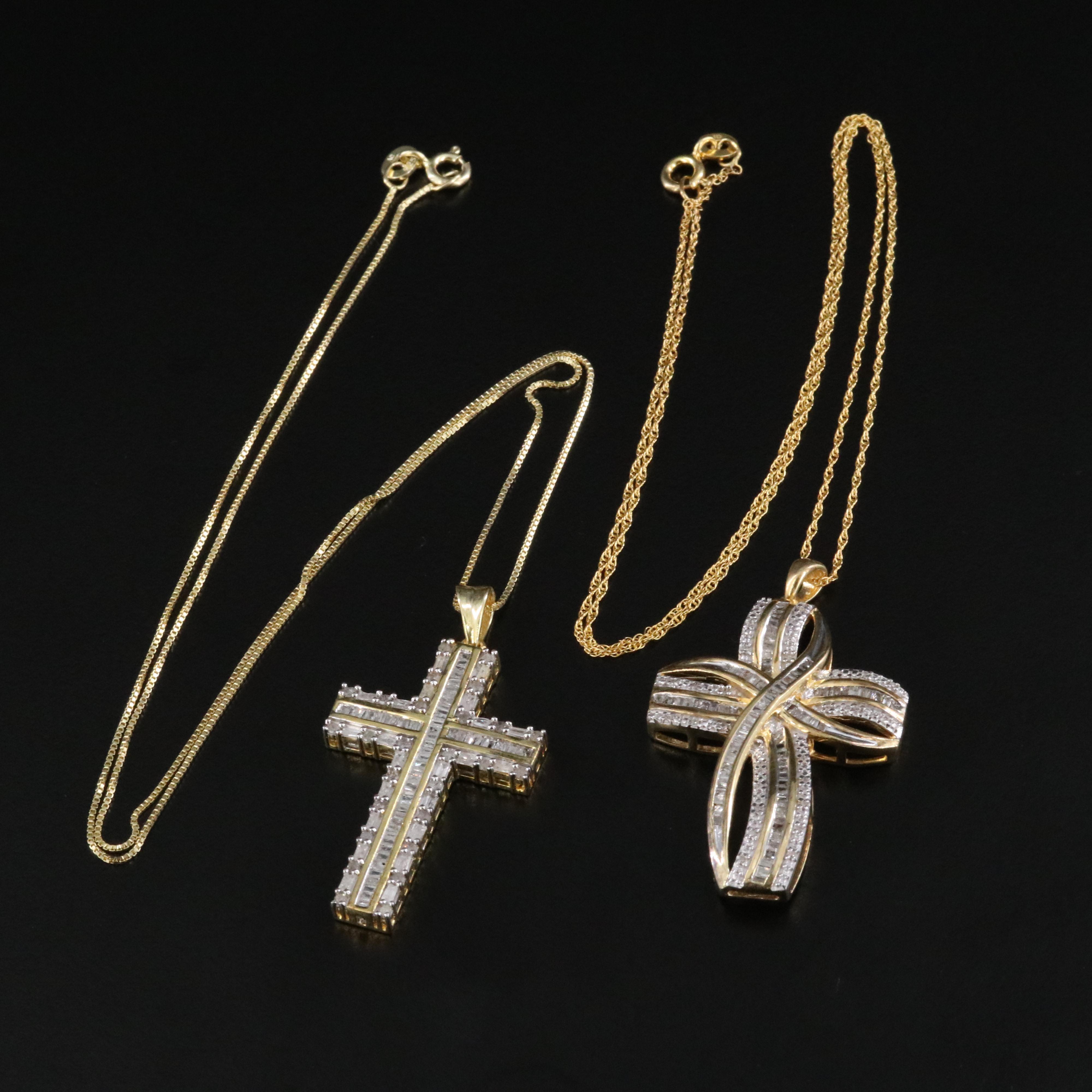 Sterling Diamond Cross Necklaces