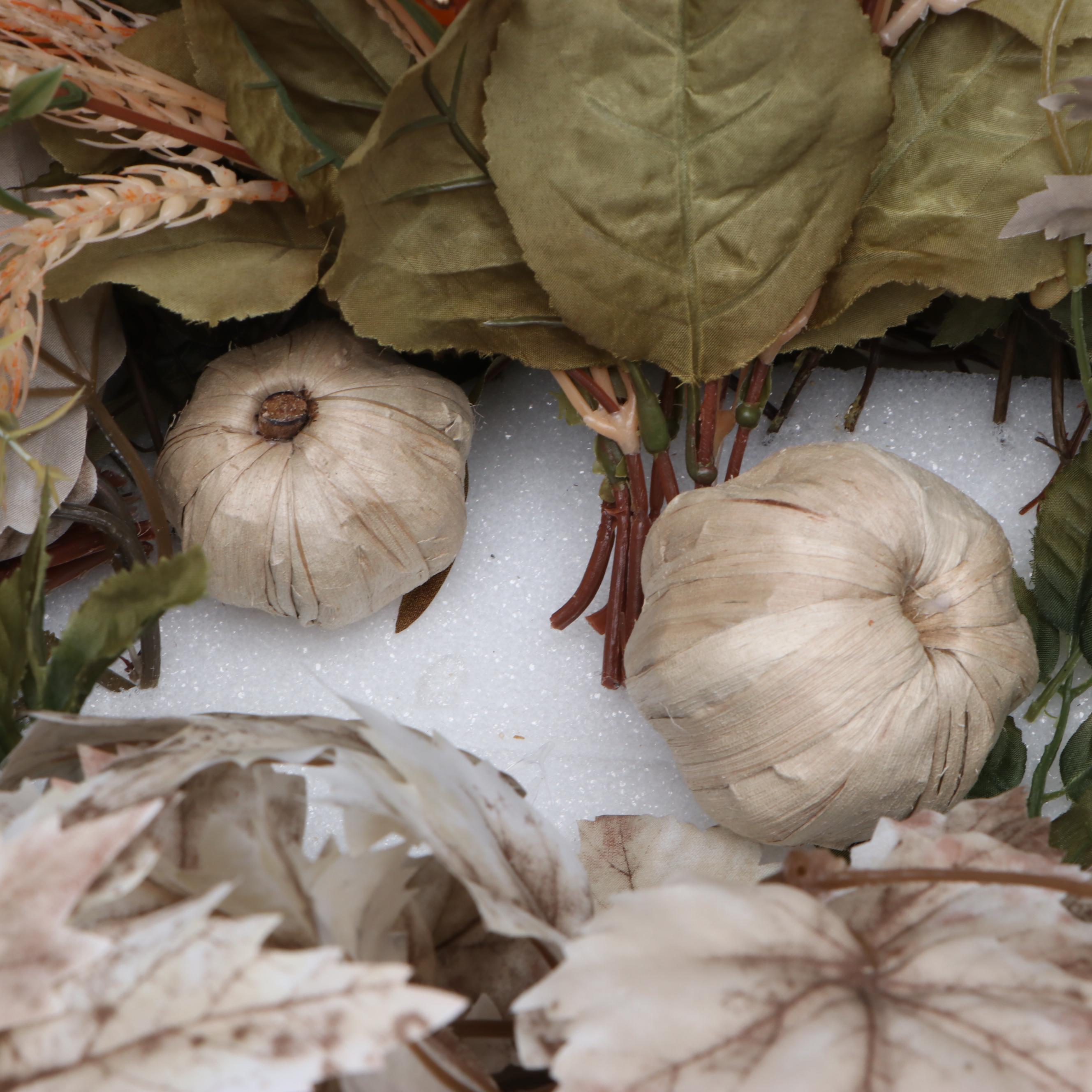 Artificial White Pumpkins with Other Fall Centerpieces