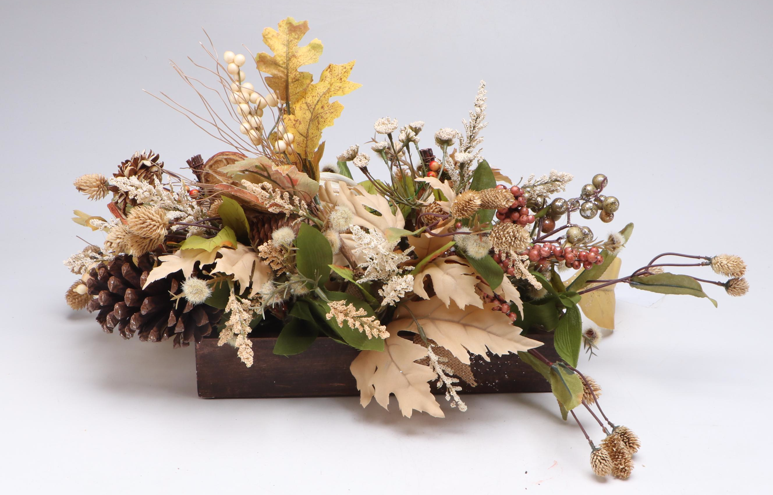 Artificial White Pumpkins with Other Fall Centerpieces