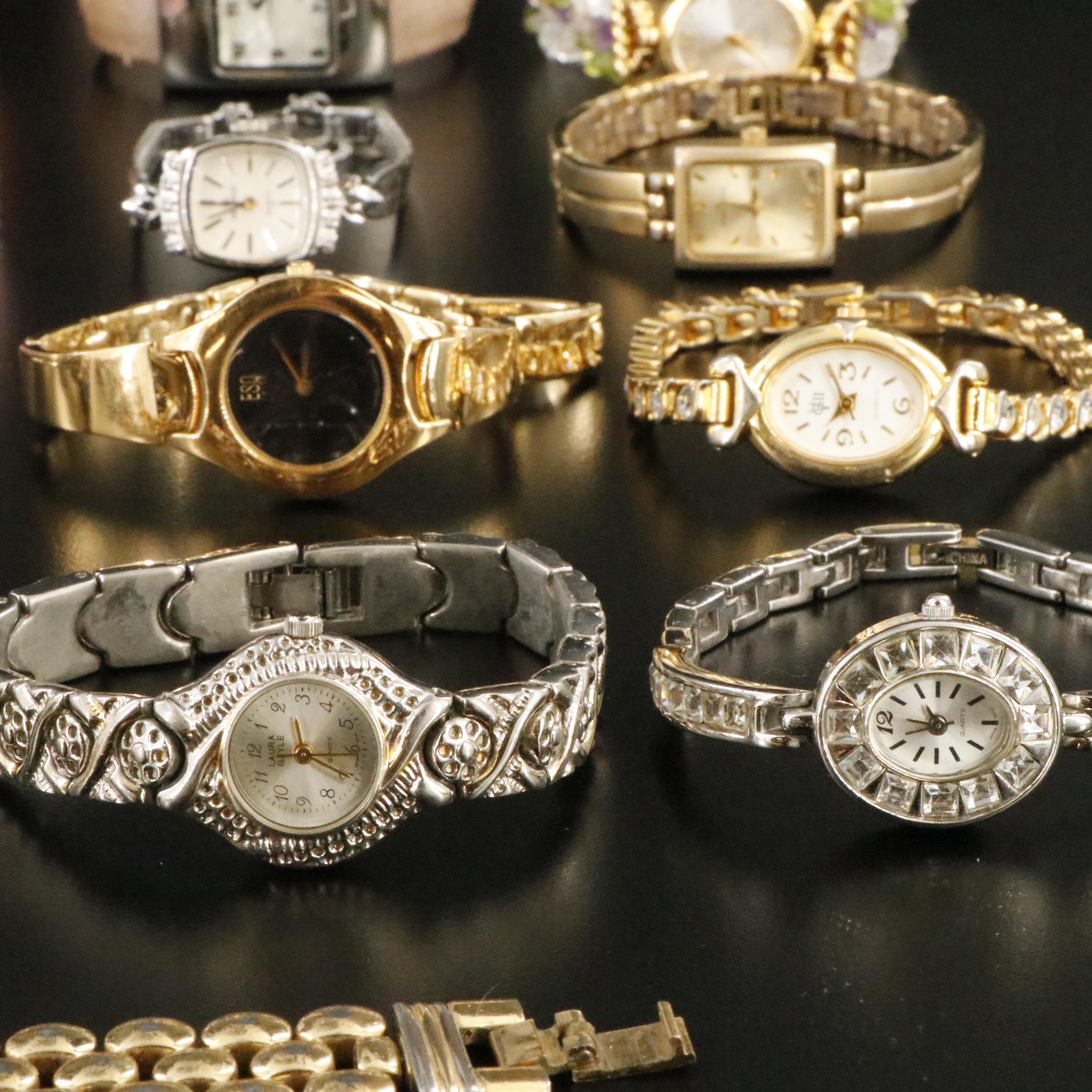 Collection of Quartz Cuff and Dress Watches Featuring Anne Klein and Pulsar