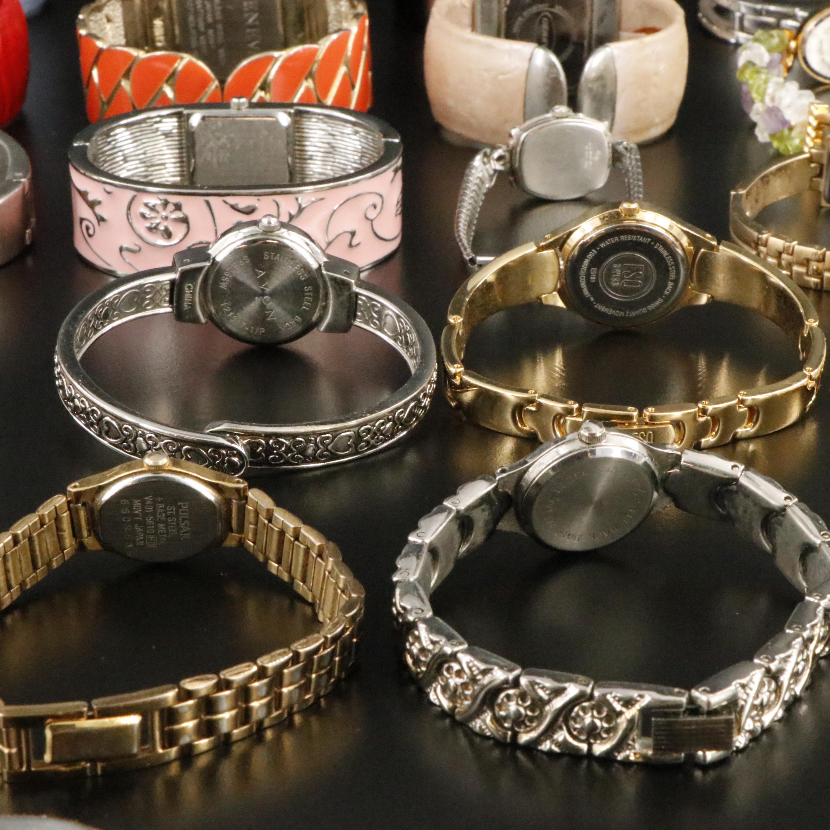 Collection of Quartz Cuff and Dress Watches Featuring Anne Klein and Pulsar