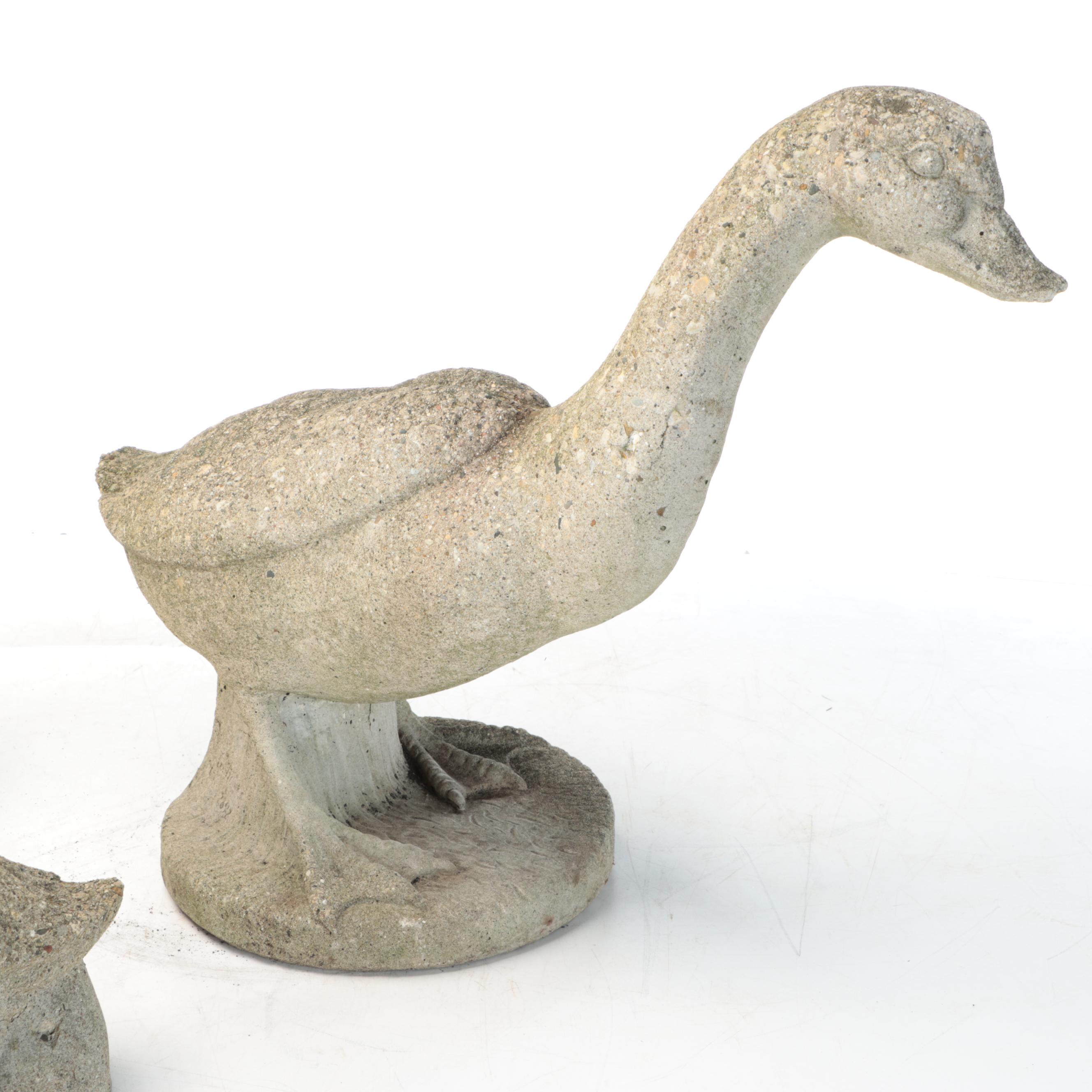 Geese with Goslings Garden Stone Statues