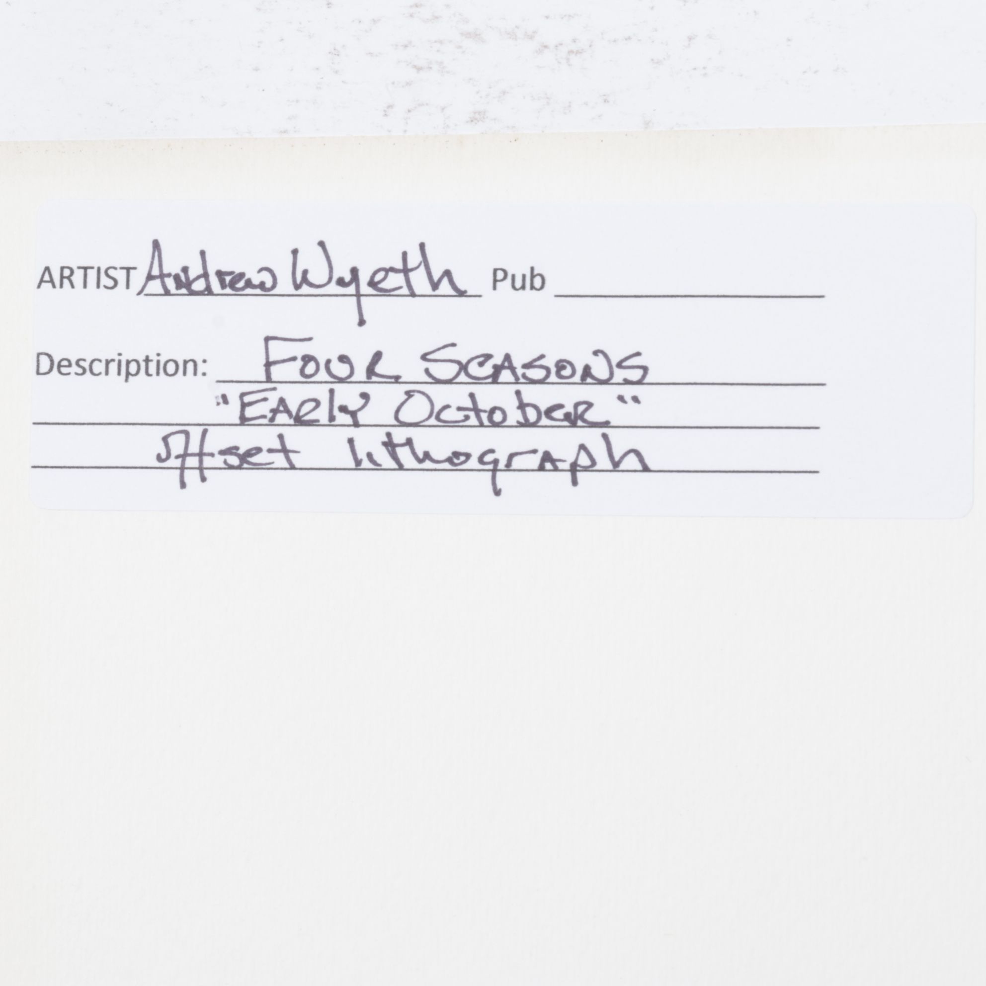 Offset Lithograph after Andrew Wyeth "Early October"