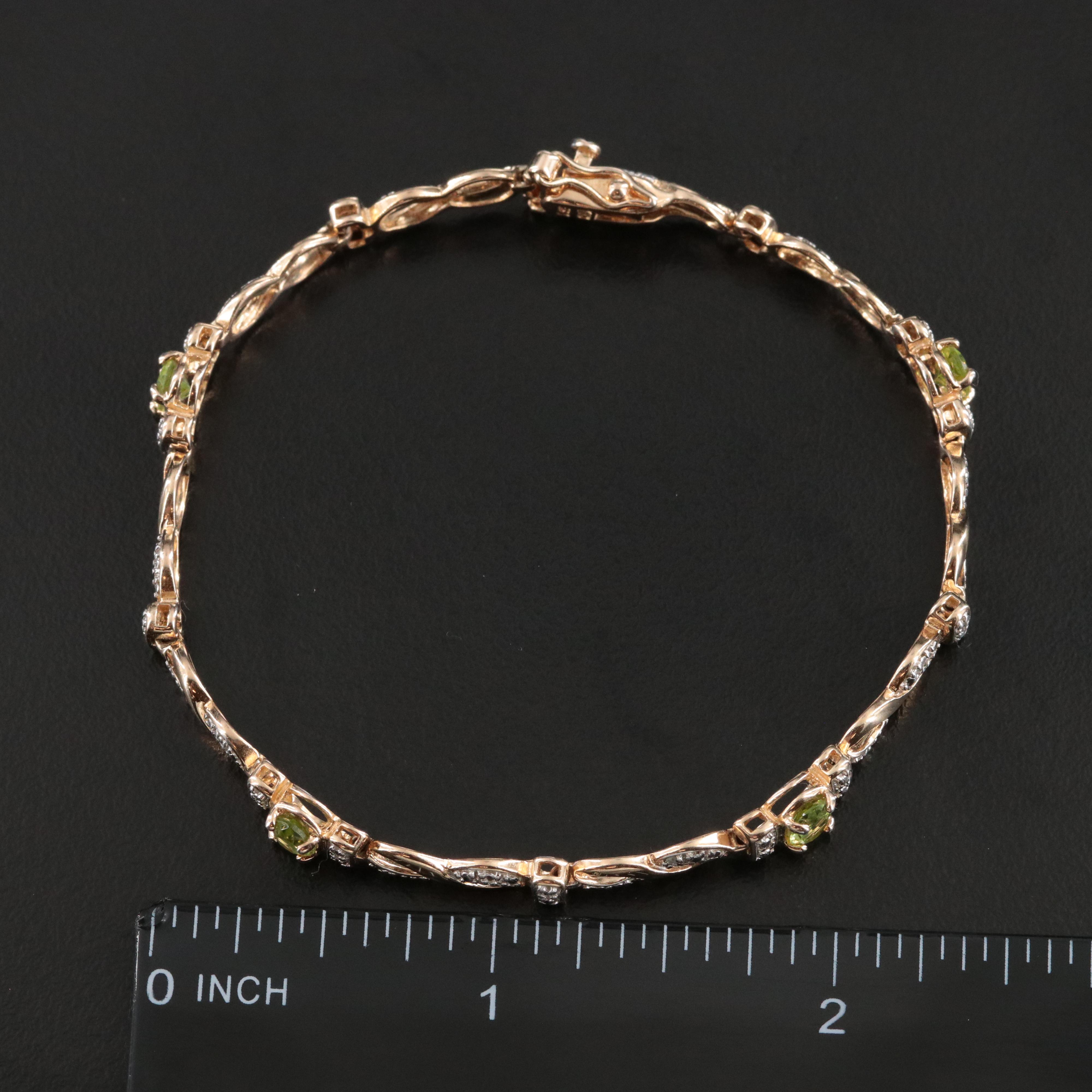 Sterling Peridot and Diamond Accented Bracelet