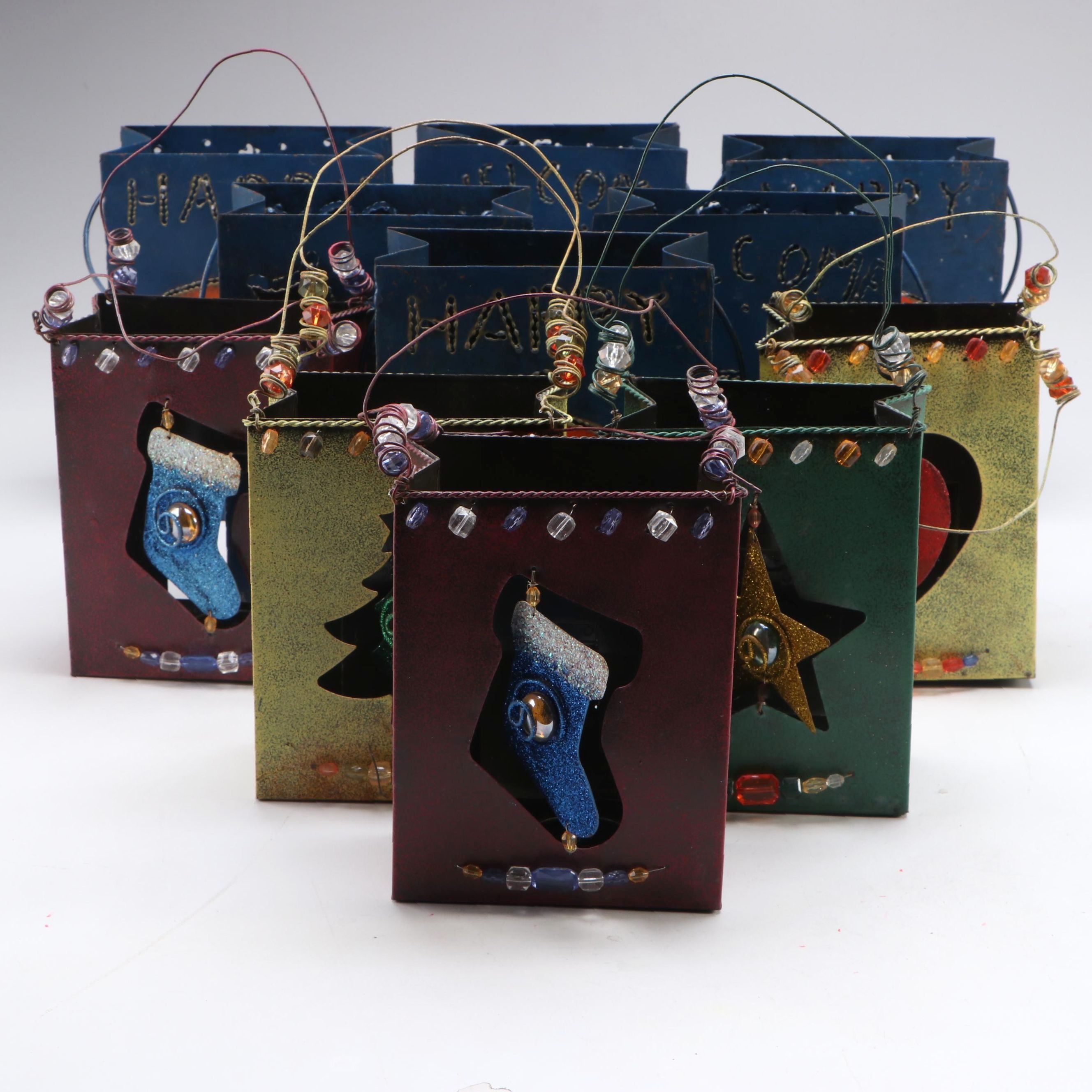 Holiday Painted Metal Luminarias