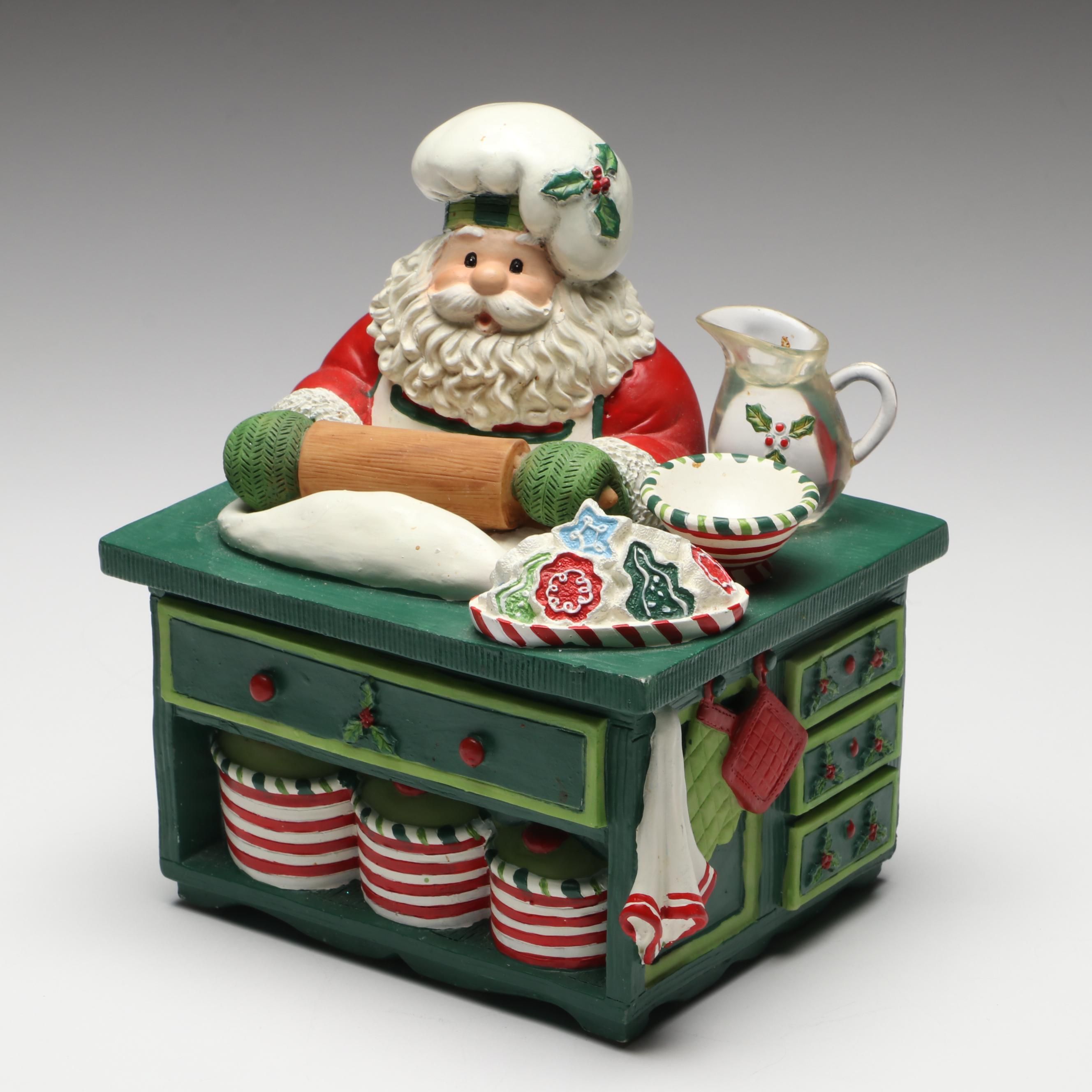 Fitz & Floyd Classics Santa's Kitchen Jolly Old Saint Nicholas Music Box