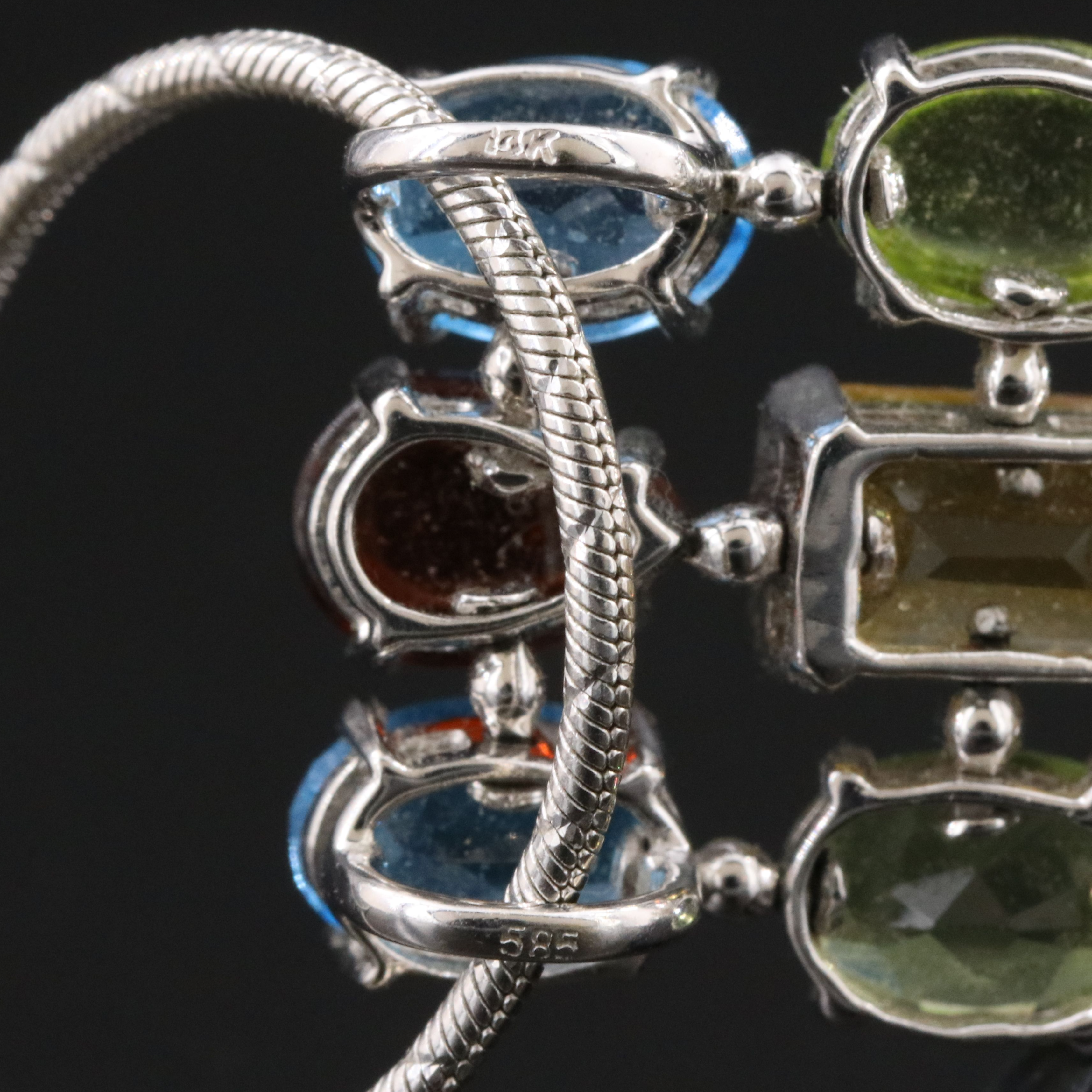 14K Waterfall Pendant Necklace Including Topaz, Peridot, Pearl and Diamond