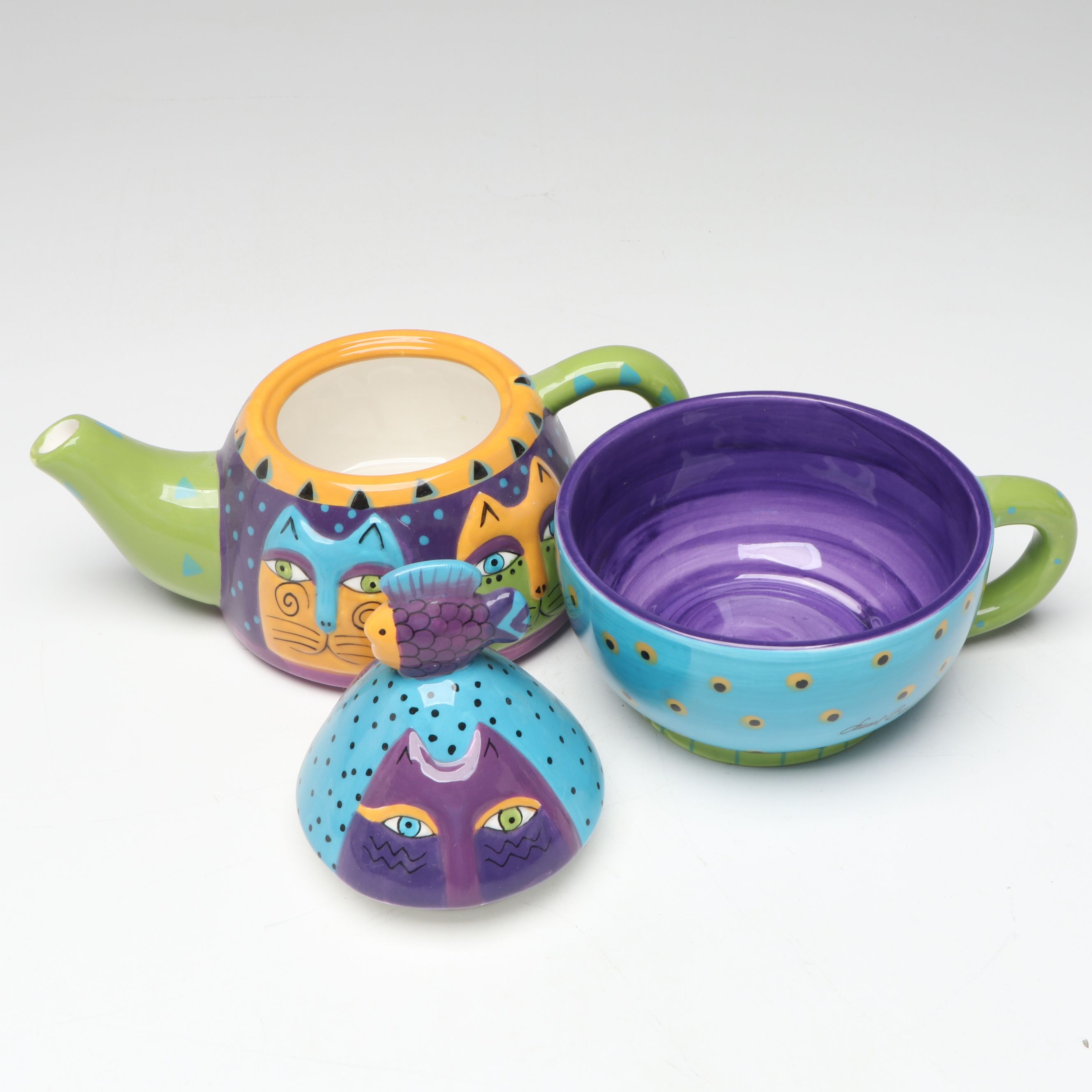 Laurel Burch for Ganz "Tea for One" and Other Ceramic Teapots