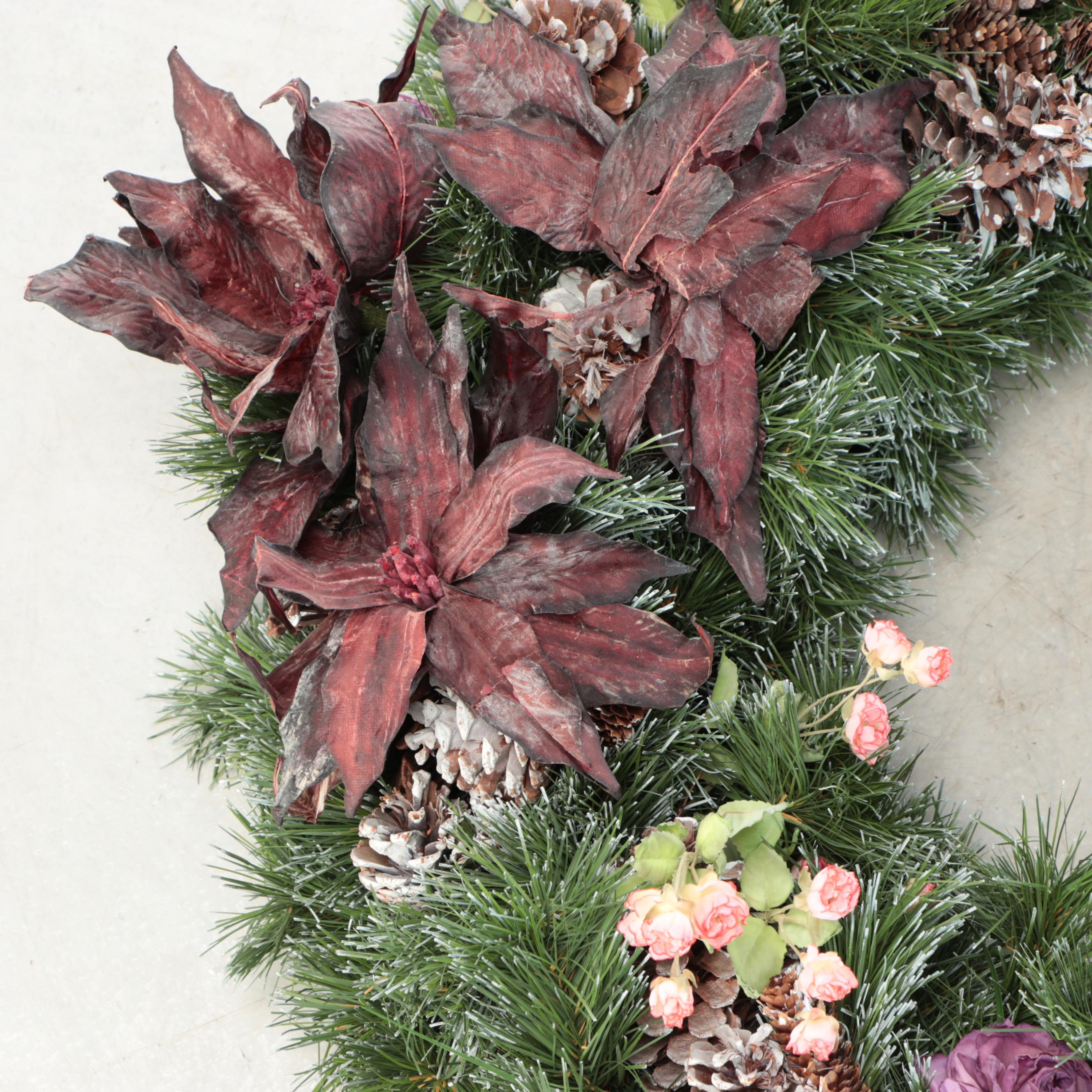 Purple Floral Christmas Wreath