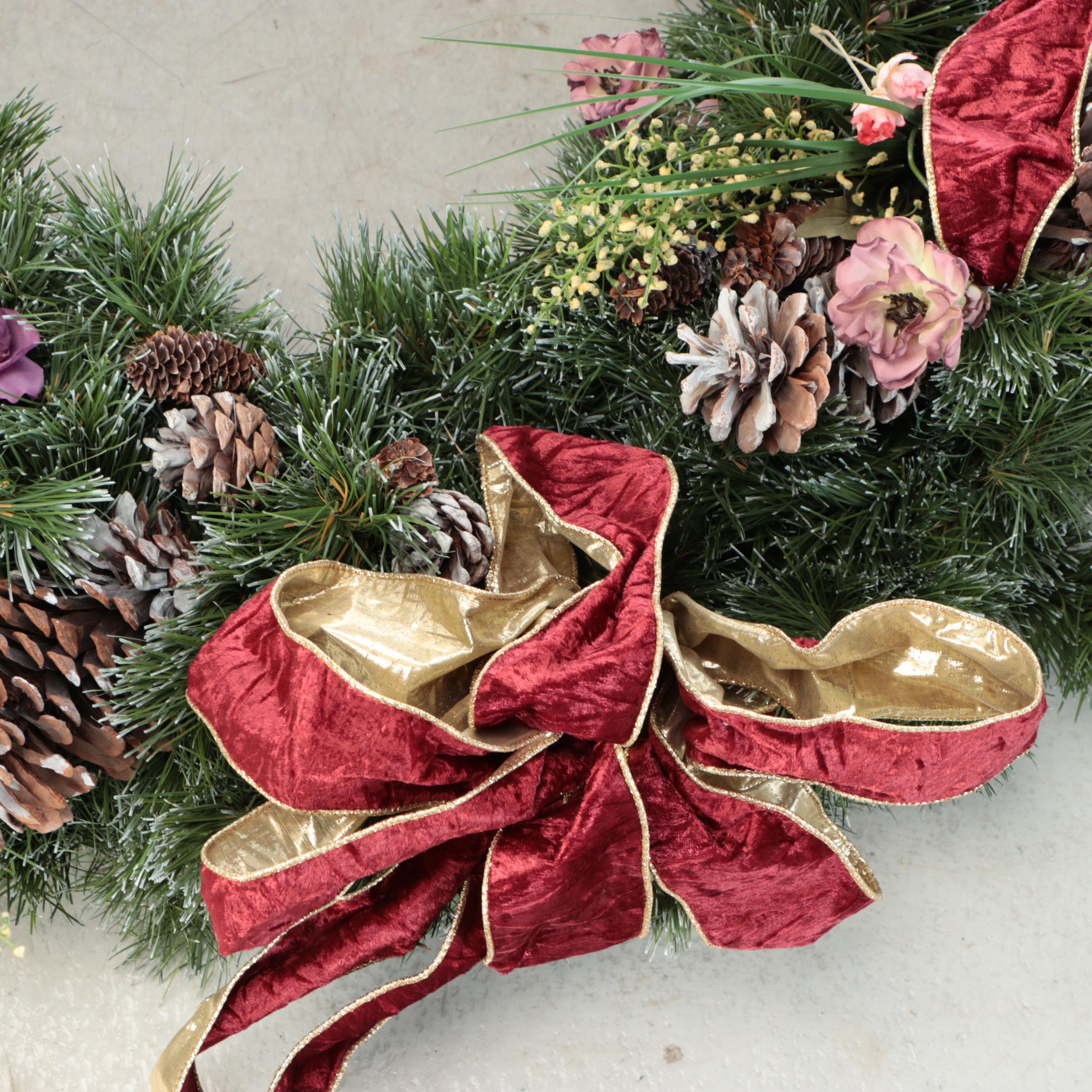 Purple Floral Christmas Wreath