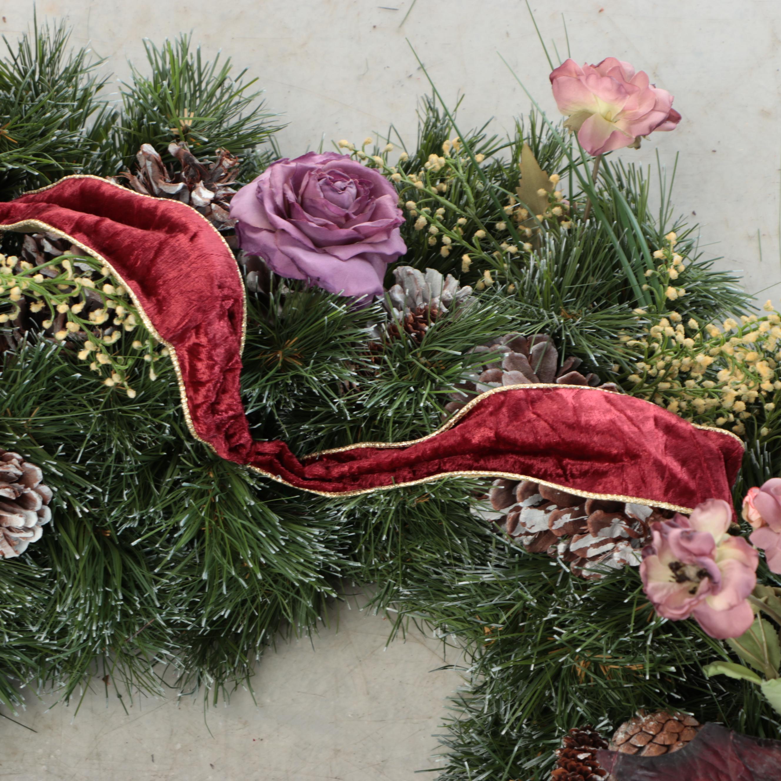 Purple Floral Christmas Wreath