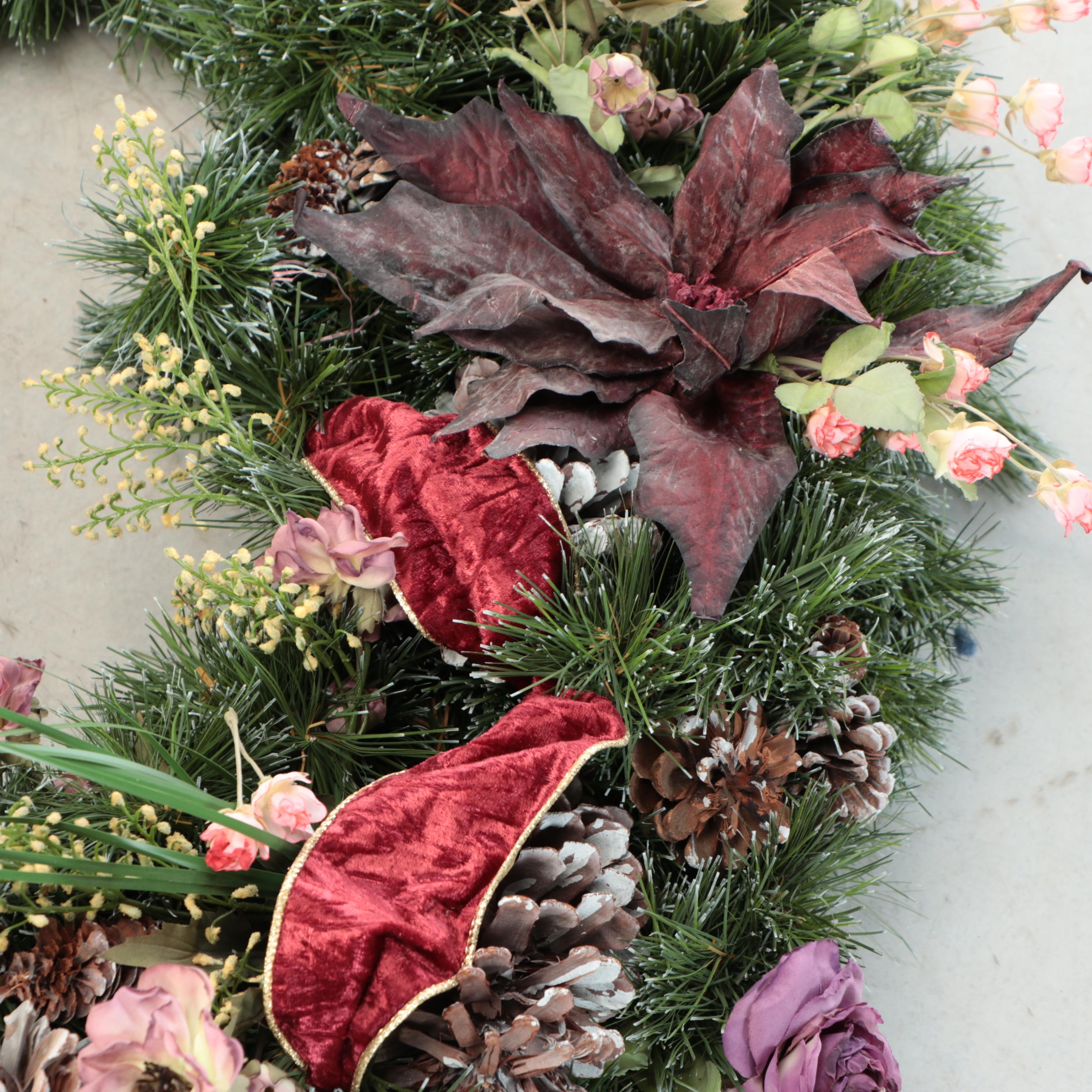 Purple Floral Christmas Wreath