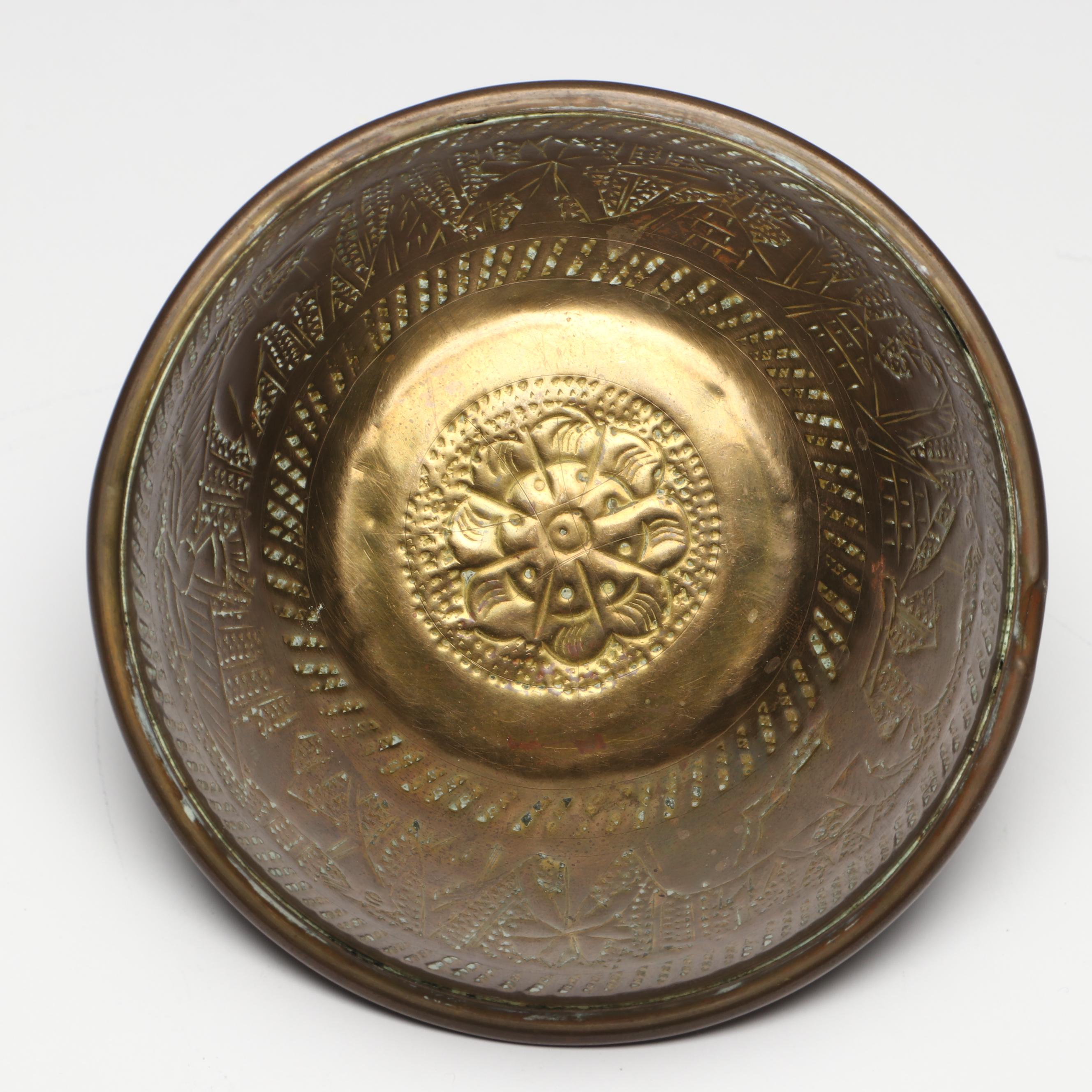 Indian Etched and Engraved Brass Bowls