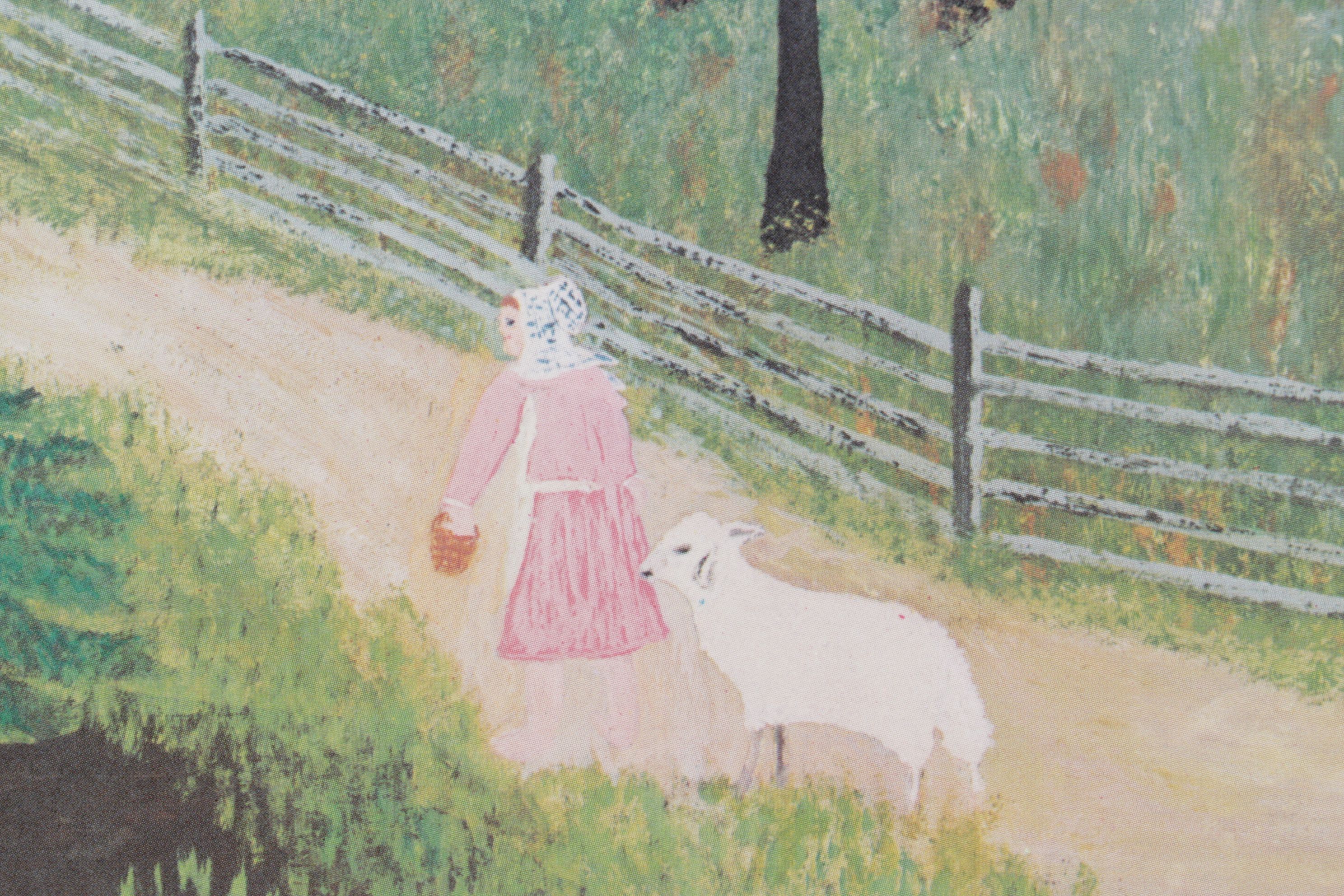 Grandma Moses Offset Lithograph "Mary and the Little Lamb," 1948