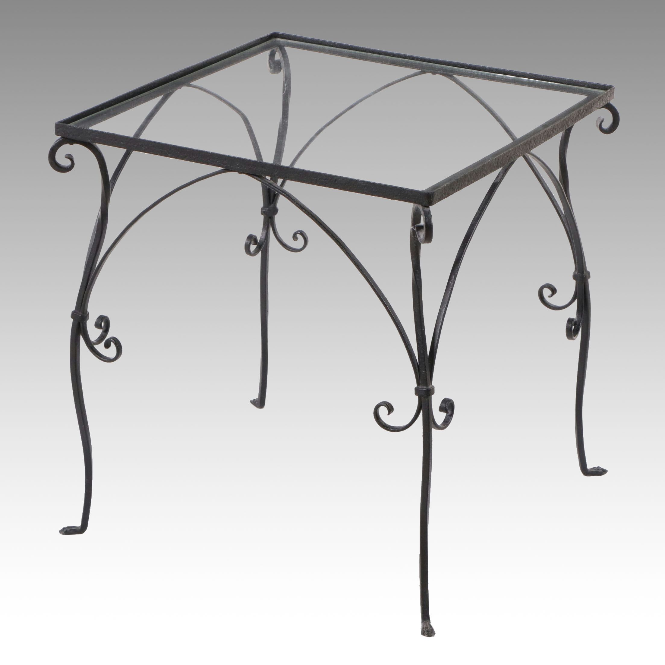 Wrought Iron Patio Table with Glass Top
