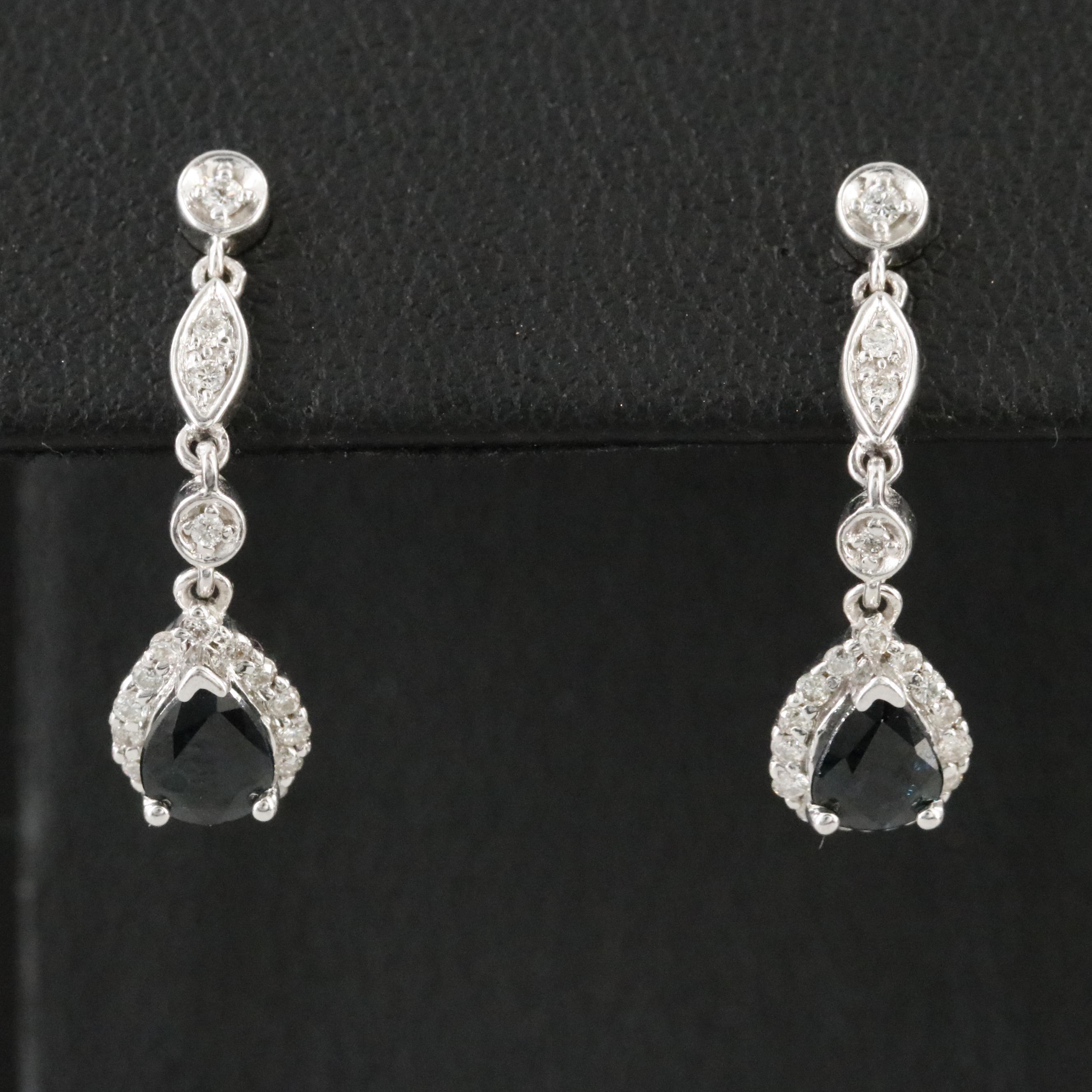 14K Sapphire and Diamond Drop Earrings