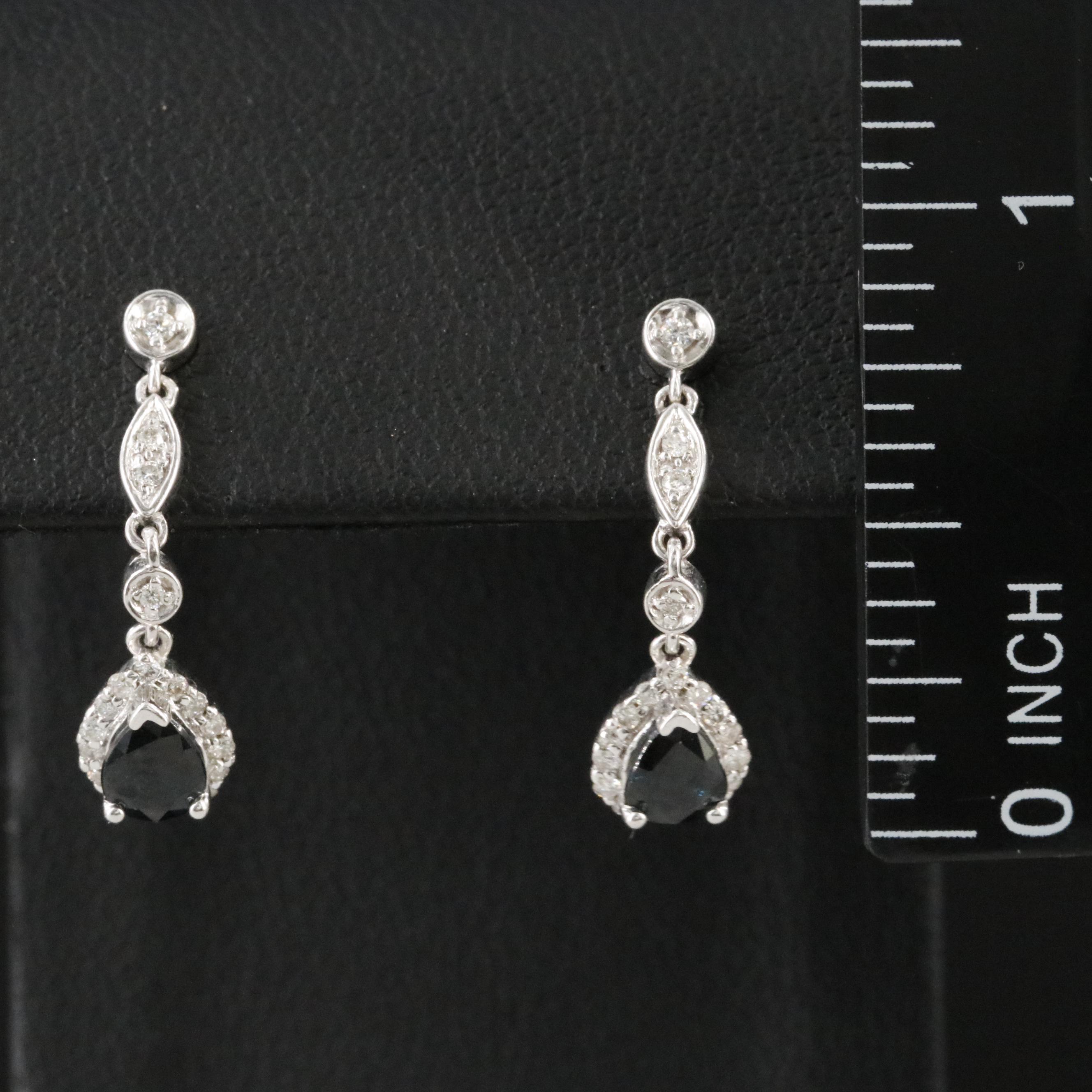 14K Sapphire and Diamond Drop Earrings