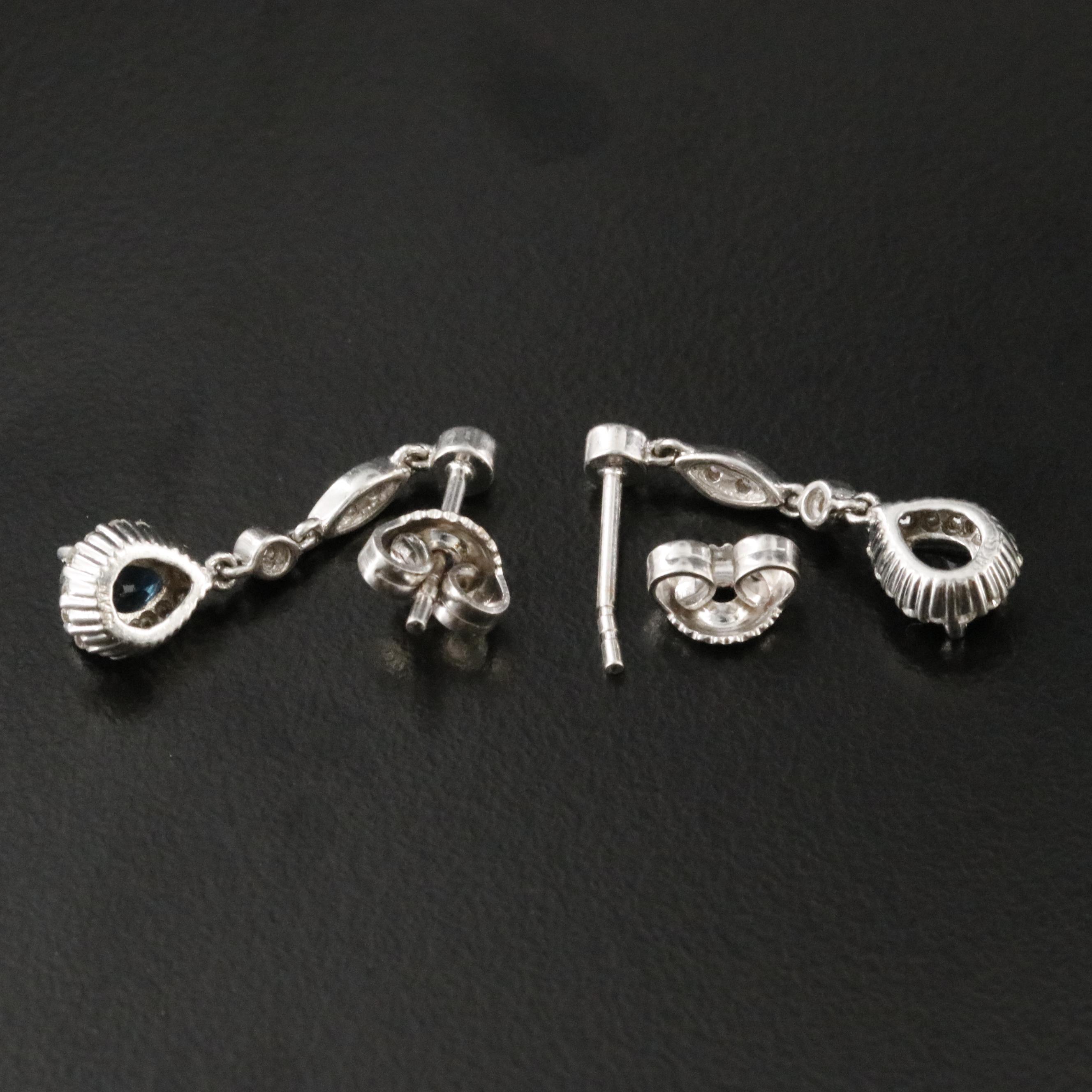 14K Sapphire and Diamond Drop Earrings