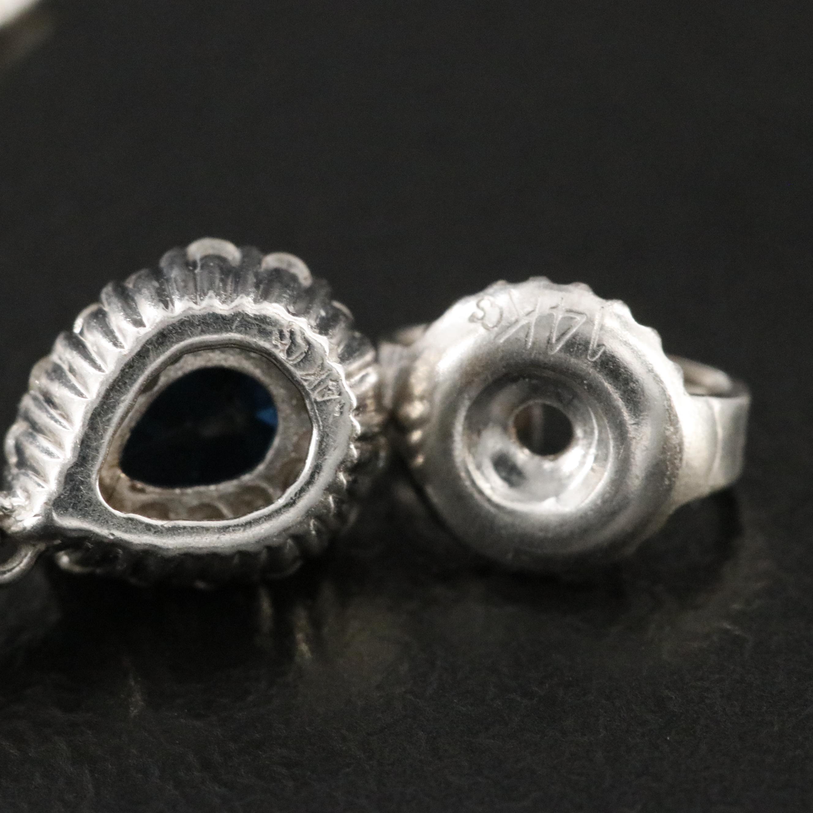 14K Sapphire and Diamond Drop Earrings